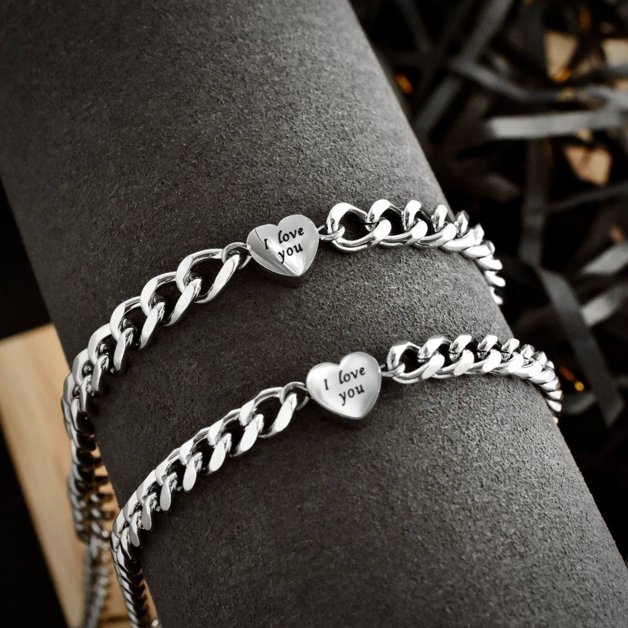 Couple Bracelets with engraved Hearts "I love you", Matching Jewelry, Gift for Lovers, Friendship, Husband Wife, His and Hers Bracelets - LoveBrasleT - Couple Gift Store