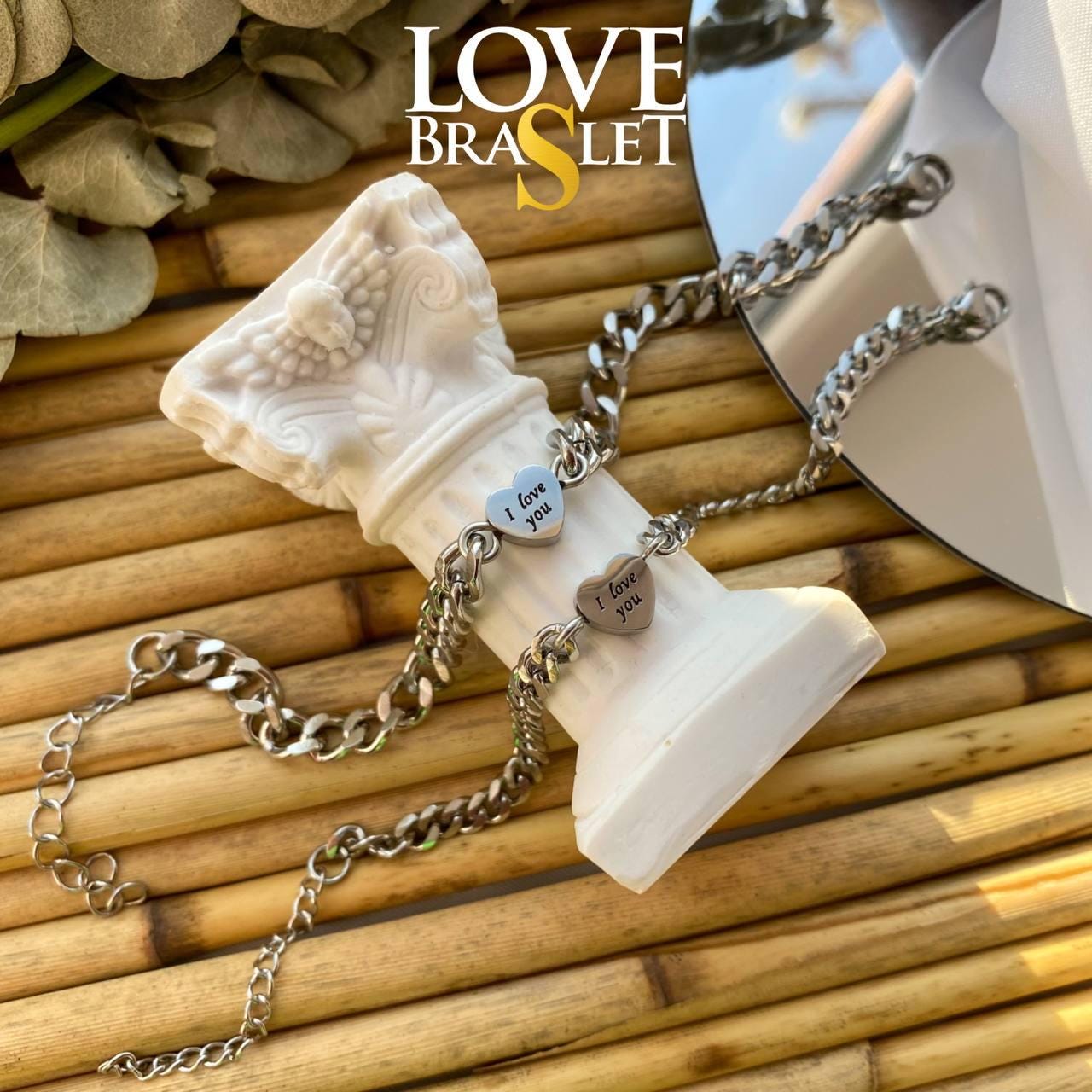 Couple Bracelets with engraved Hearts "I love you", Matching Jewelry, Gift for Lovers, Friendship, Husband Wife, His and Hers Bracelets - LoveBrasleT - Couple Gift Store