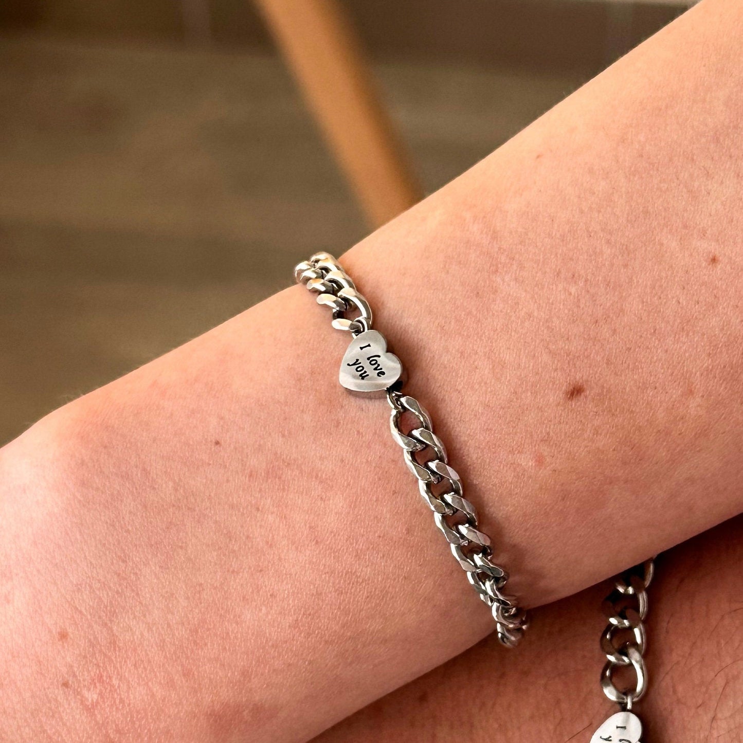 Couple Bracelets with engraved Hearts "I love you", Matching Jewelry, Gift for Lovers, Friendship, Husband Wife, His and Hers Bracelets - LoveBrasleT - Couple Gift Store