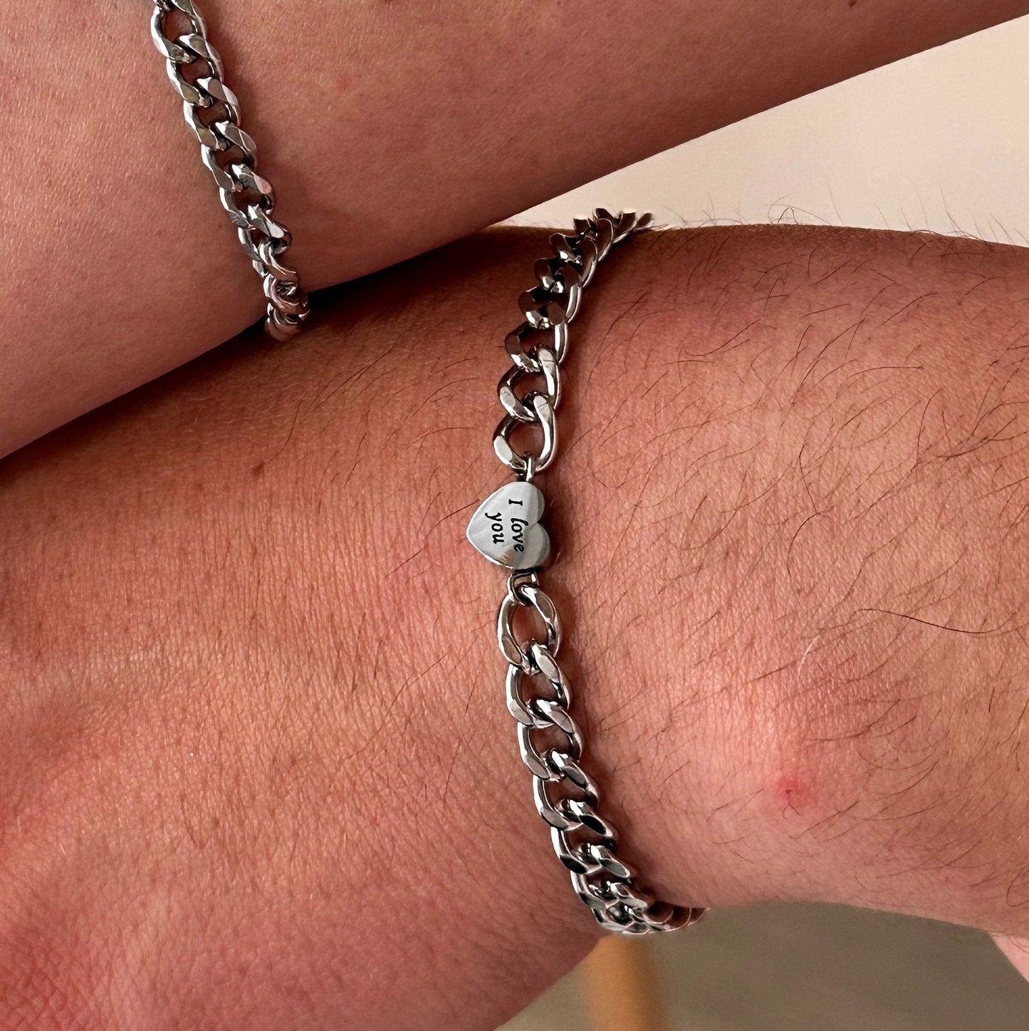 Couple Bracelets with engraved Hearts "I love you", Matching Jewelry, Gift for Lovers, Friendship, Husband Wife, His and Hers Bracelets - LoveBrasleT - Couple Gift Store