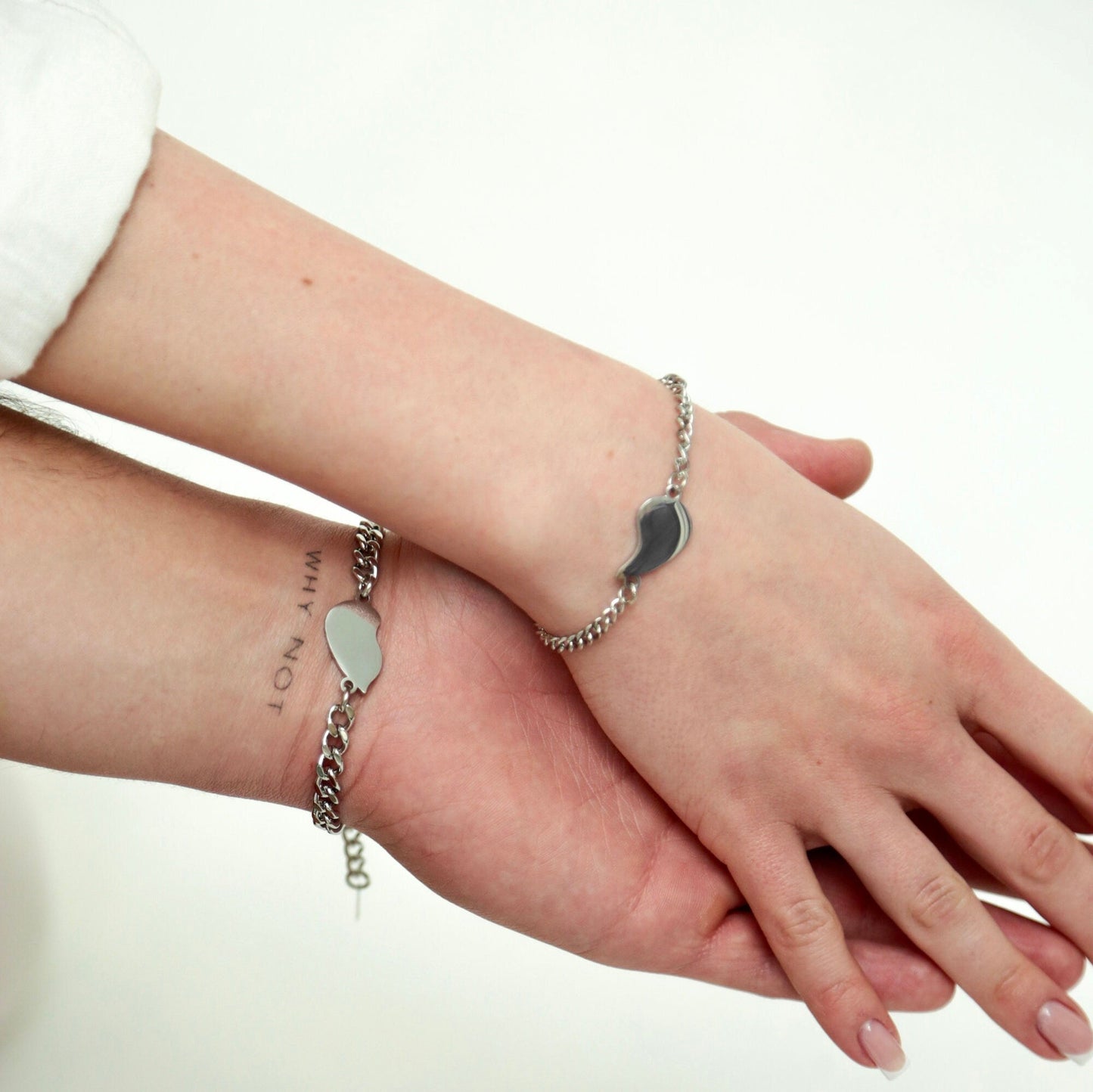 Couple Bracelets with Half Hearts, Gift for Couples, Gift for Her, Gift for Him, His and Hers bracelet, Set of 2 Handmade matching Bracelets - LoveBrasleT - Couple Gift Store