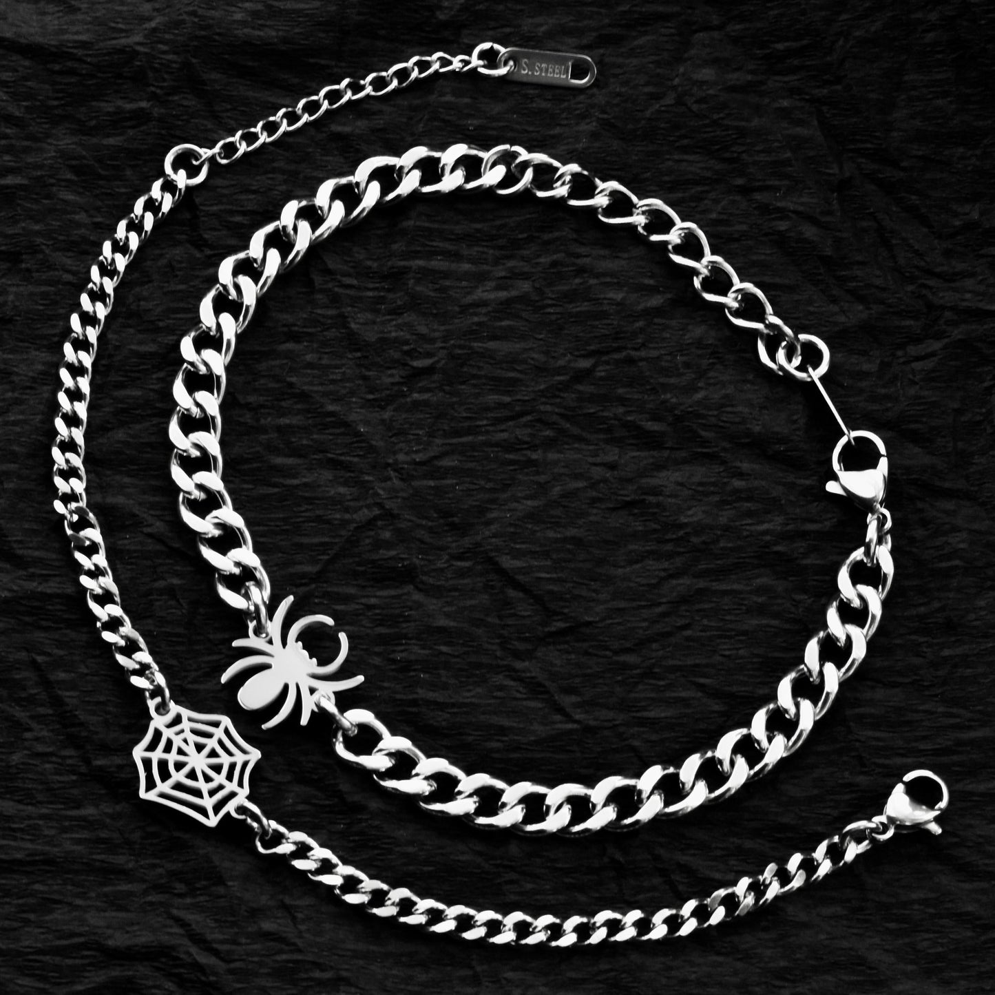 Couple Bracelets with Spider Web charms, Matching Cobweb Magnetic Bracelet, His and Hers Bracelets, Custom Gift Halloween, Handmade Jewelry - LoveBrasleT - Couple Gift Store
