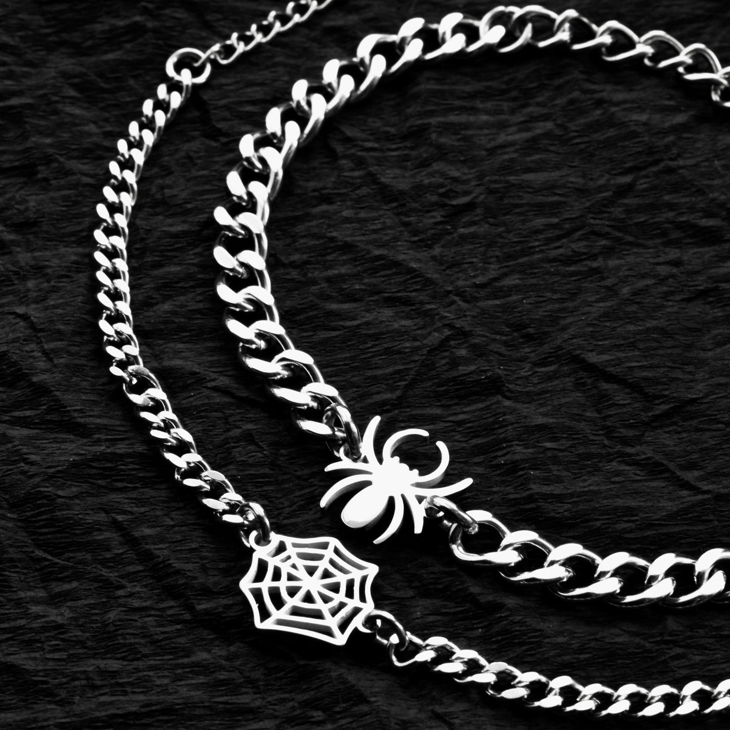 Couple Bracelets with Spider Web charms, Matching Cobweb Magnetic Bracelet, His and Hers Bracelets, Custom Gift Halloween, Handmade Jewelry - LoveBrasleT - Couple Gift Store