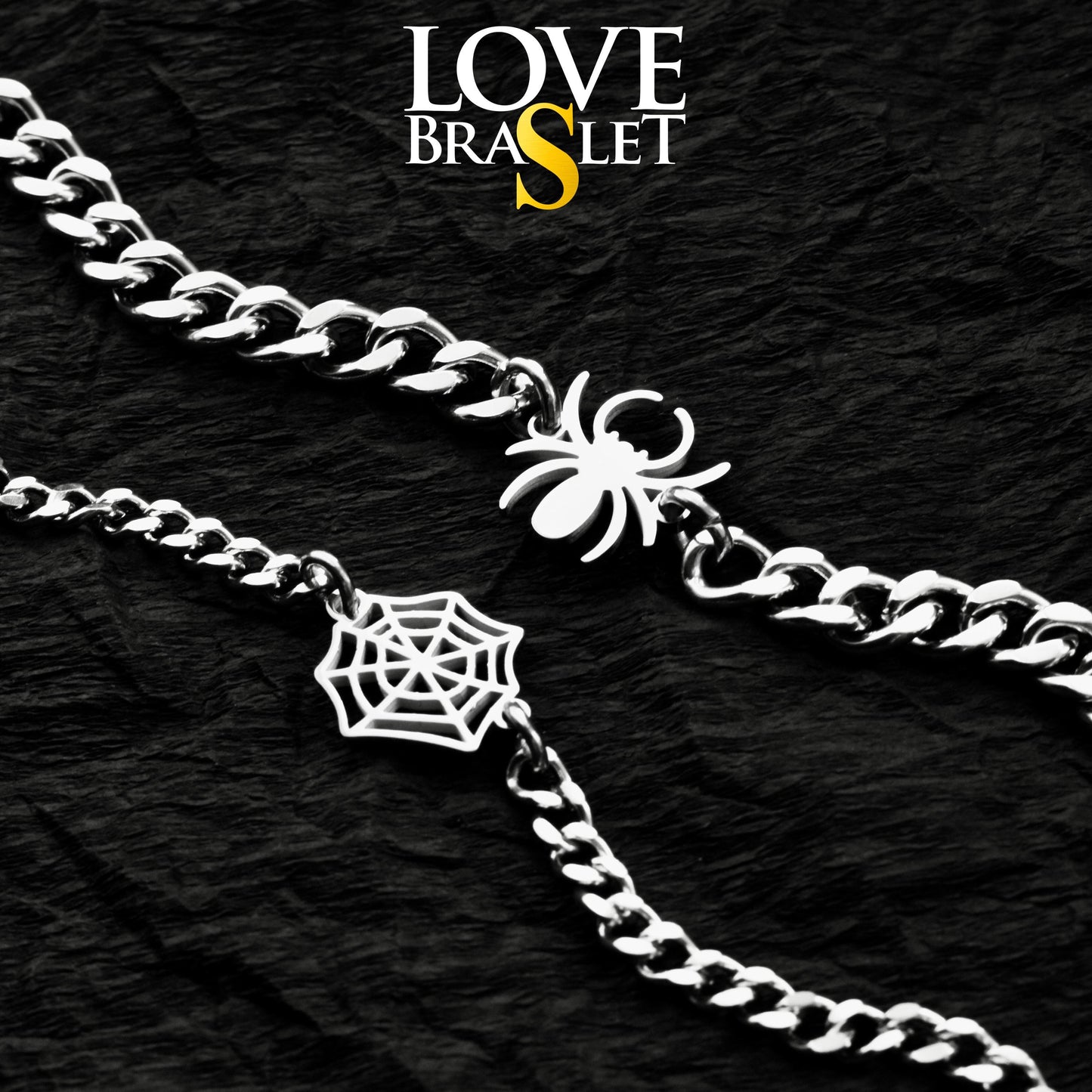 Couple Bracelets with Spider Web charms, Matching Cobweb Magnetic Bracelet, His and Hers Bracelets, Custom Gift Halloween, Handmade Jewelry - LoveBrasleT - Couple Gift Store