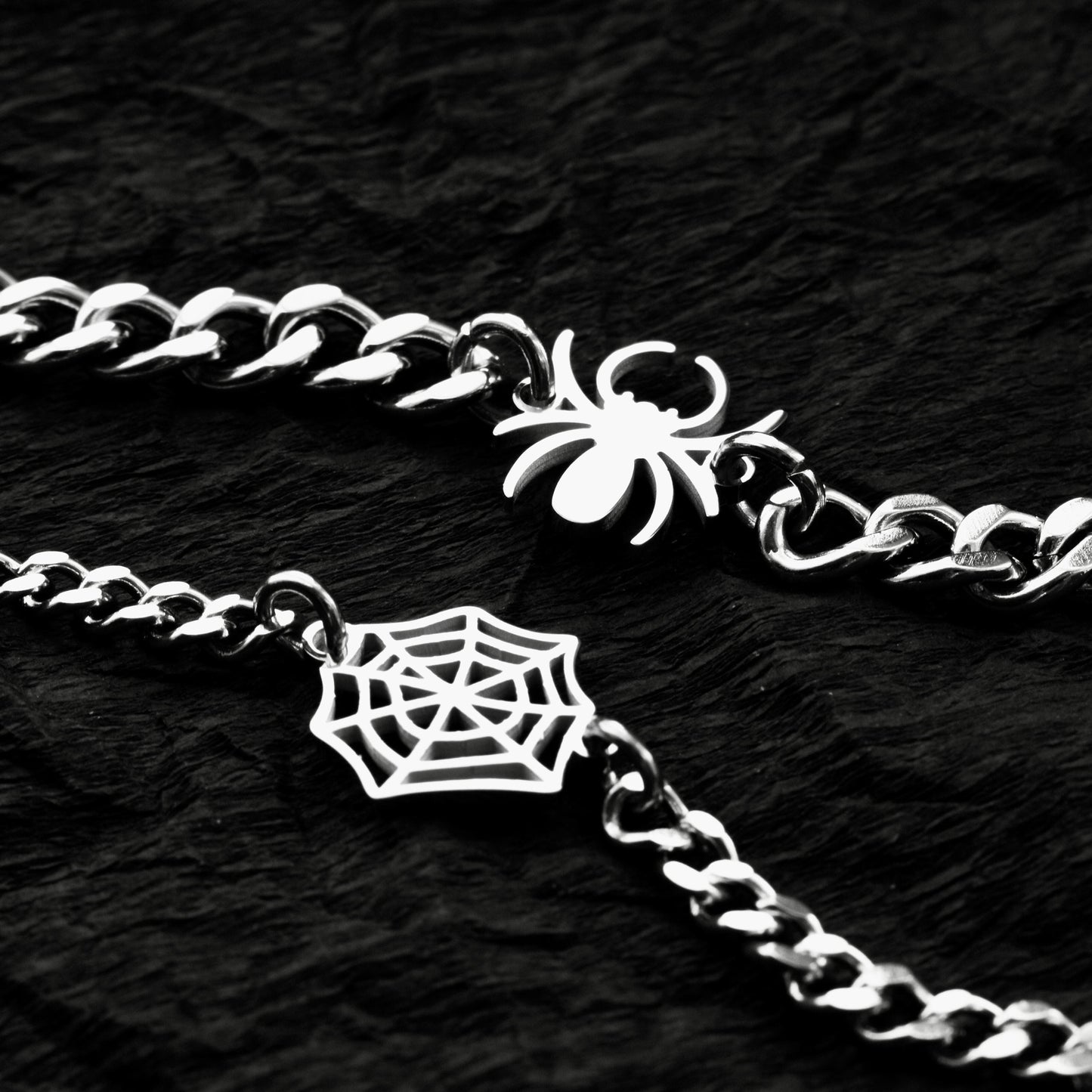 Couple Bracelets with Spider Web charms, Matching Cobweb Magnetic Bracelet, His and Hers Bracelets, Custom Gift Halloween, Handmade Jewelry - LoveBrasleT - Couple Gift Store