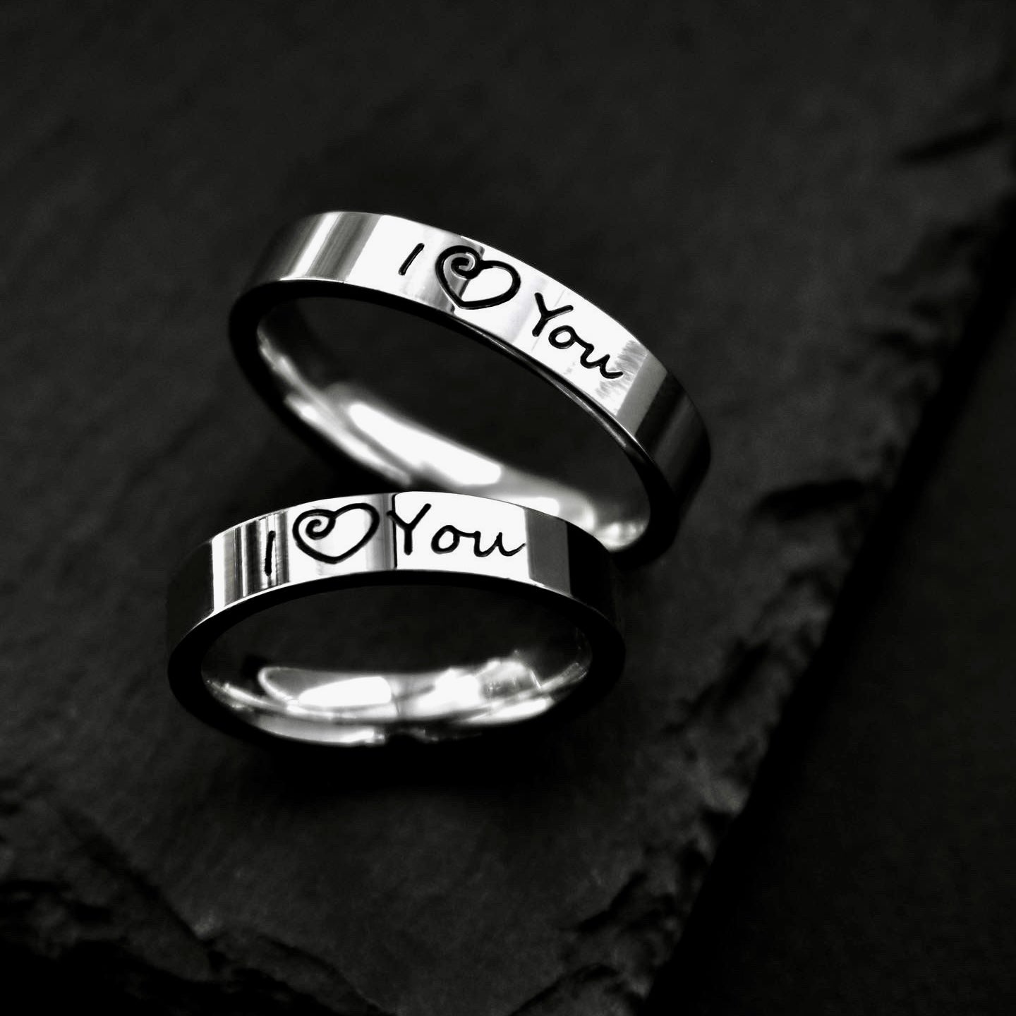 Couple Rings "I love you" engraving, Matching Gift for Couples, Lovers, boyfriend, girlfriend, Set of 2 Friendship - relationship ring set - LoveBrasleT – Matching Couples Gift Store