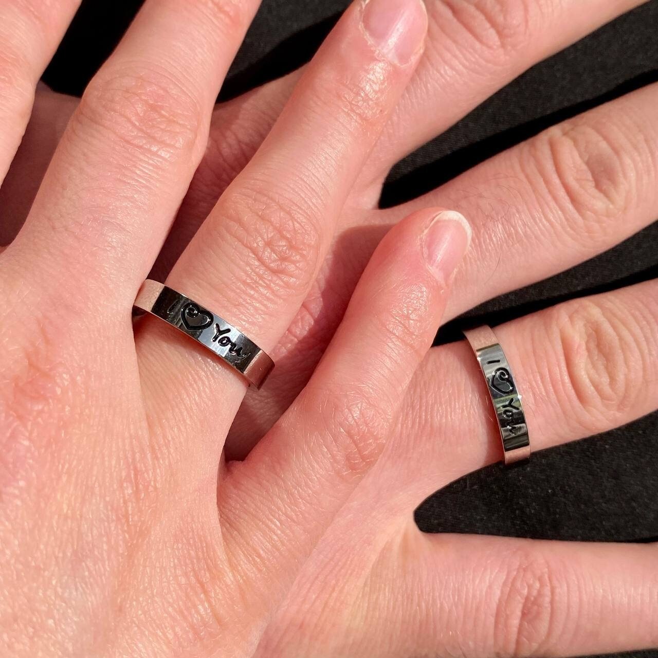 Couple Rings "I love you" engraving, Matching Gift for Couples, Lovers, boyfriend, girlfriend, Set of 2 Friendship - relationship ring set - LoveBrasleT - Couple Gift Store
