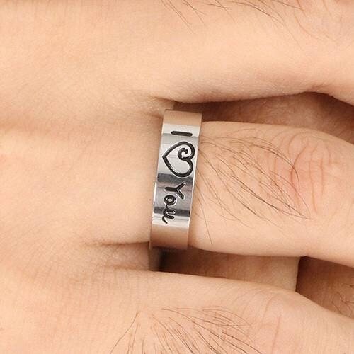 Couple Rings "I love you" engraving, Matching Gift for Couples, Lovers, boyfriend, girlfriend, Set of 2 Friendship - relationship ring set - LoveBrasleT - Couple Gift Store