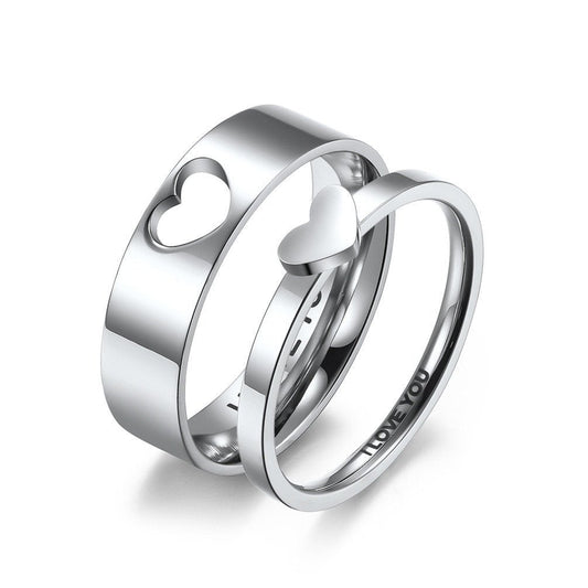 Couple Rings with Cut - out Hearts and Internal engraving I LOVE YOU(stainless steel) Gift for Couples, boyfriend, girlfriend, couple ring set - LoveBrasleT - Couple Gift Store