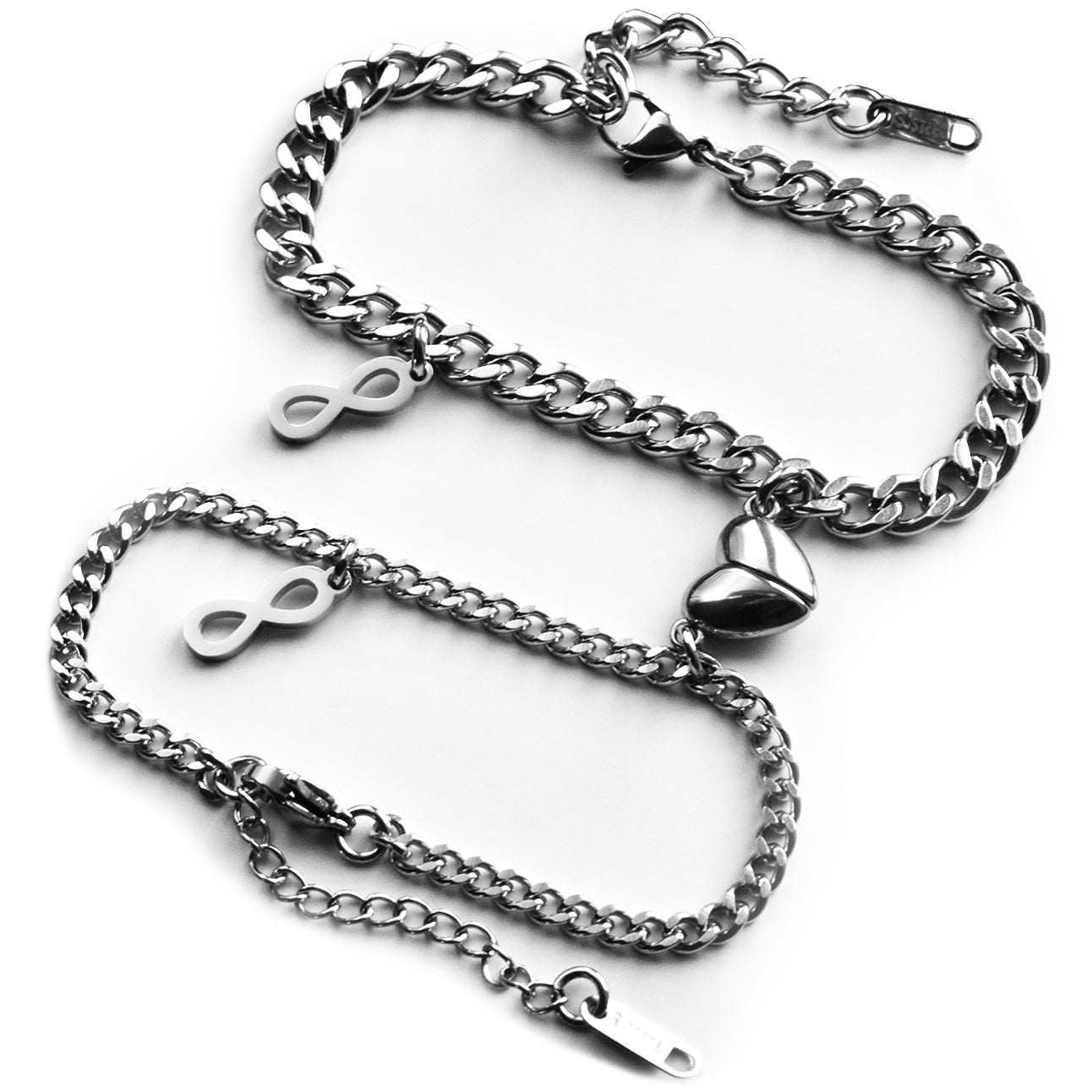 Couples Bracelet charms Infinity Symbols and Magnetic Heart, Gift Matching Bracelets, Relationship, Husband Wife, His & Hers Jewelry, BFF - LoveBrasleT – Matching Couples Gift Store