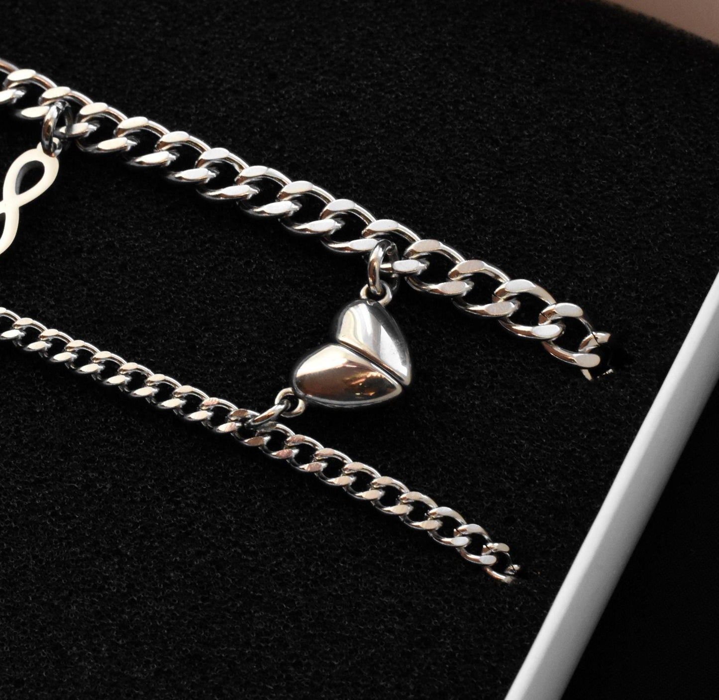 Couples Bracelet charms Infinity Symbols and Magnetic Heart, Gift Matching Bracelets, Relationship, Husband Wife, His & Hers Jewelry, BFF - LoveBrasleT - Couple Gift Store