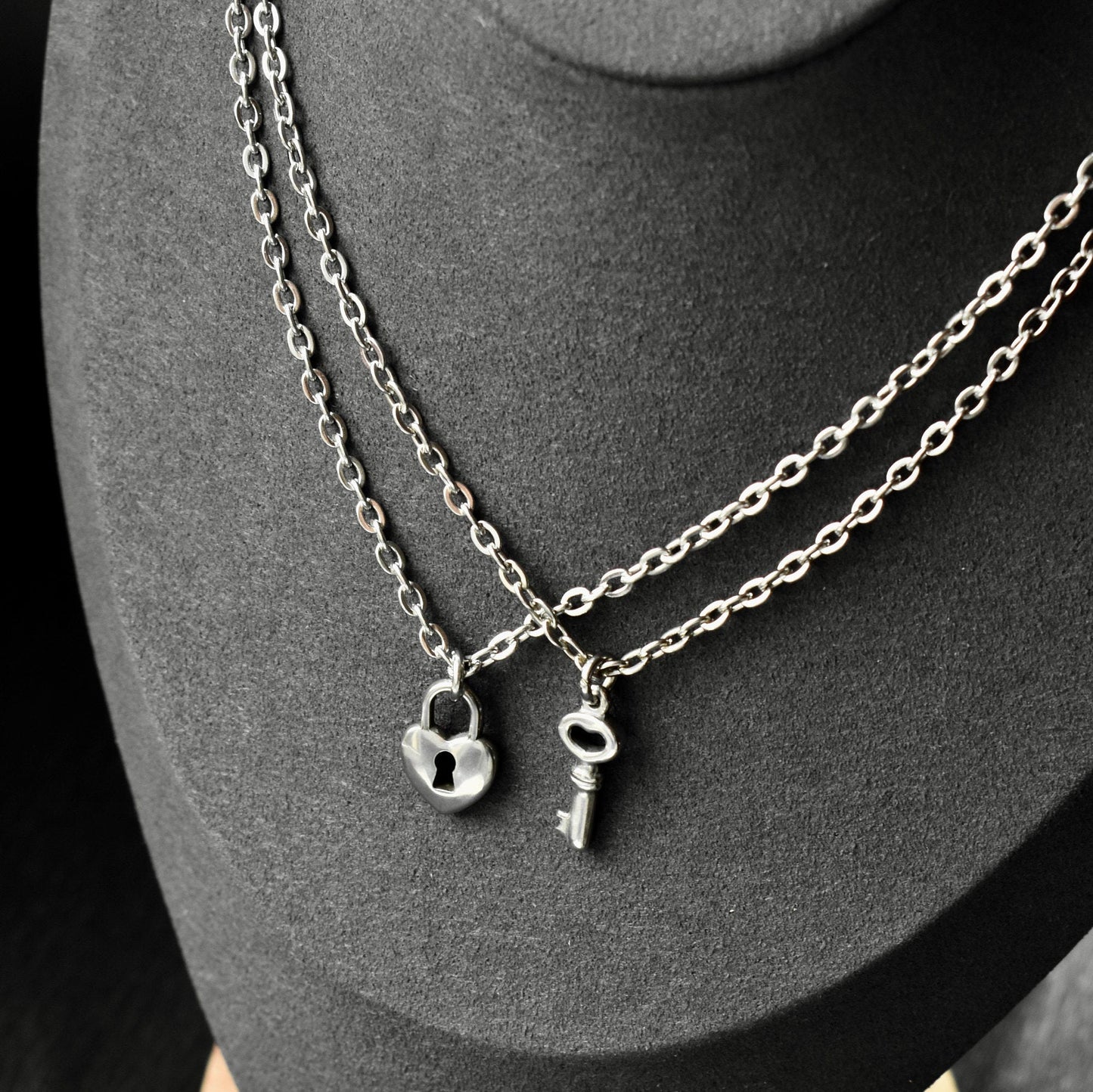 Key and Lock Couple Necklace Set of 2, Gift for Couples, His and Hers Necklace, Silver Couples Necklace, Gifts for Her Him Bestfriend Love - LoveBrasleT - Couple Gift Store