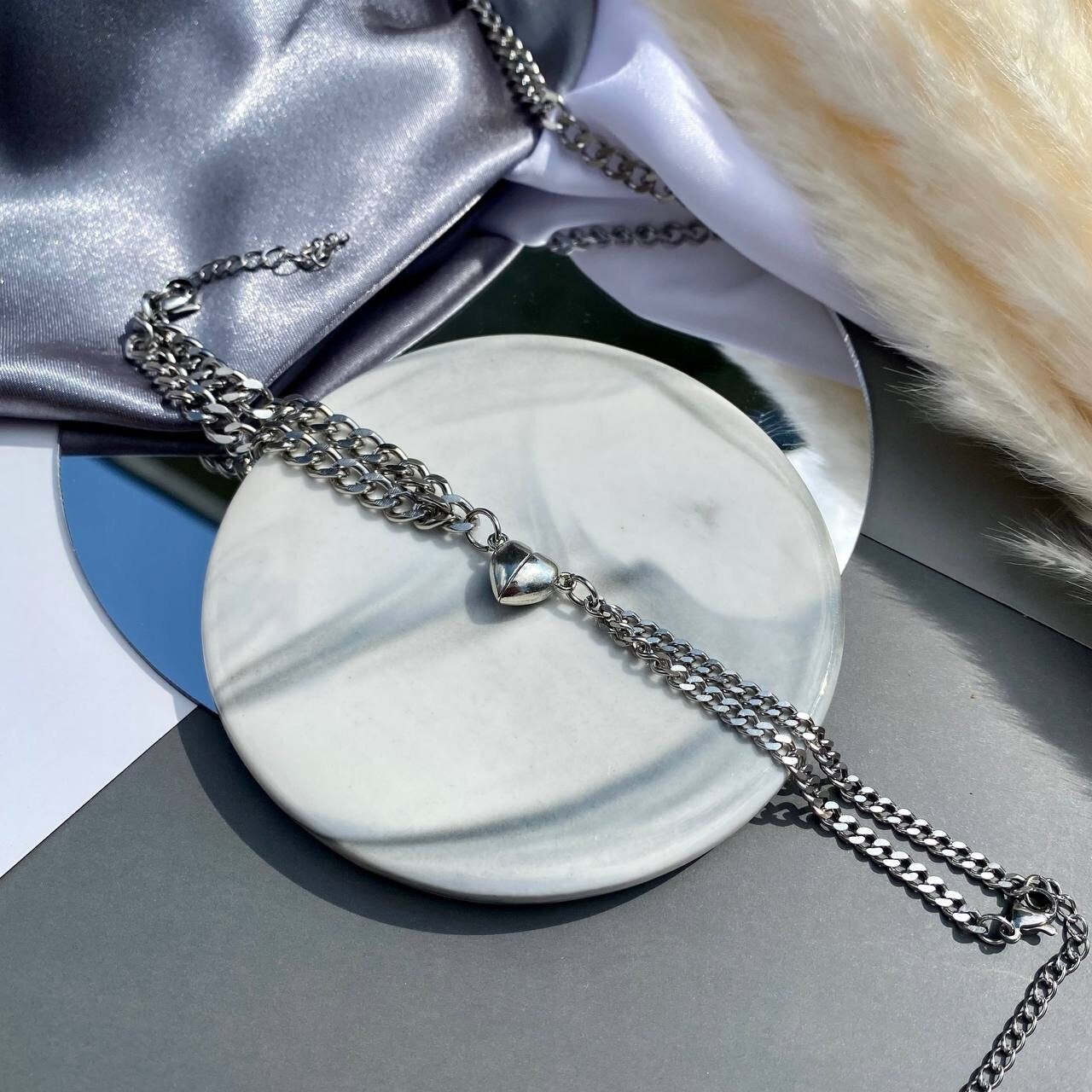 Magnetic Heart Couple Bracelets optional with: engraved Heart "I love you", Puzzles, Infinity Symbols, Initials; Gift for Couples, Him, Her - LoveBrasleT - Couple Gift Store