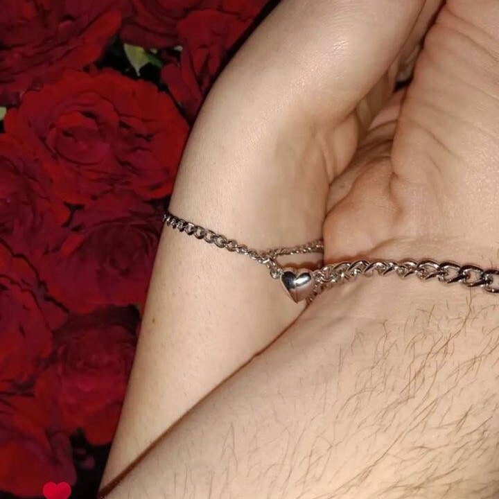 Magnetic Heart Couple Bracelets optional with: engraved Heart "I love you", Puzzles, Infinity Symbols, Initials; Gift for Couples, Him, Her - LoveBrasleT - Couple Gift Store