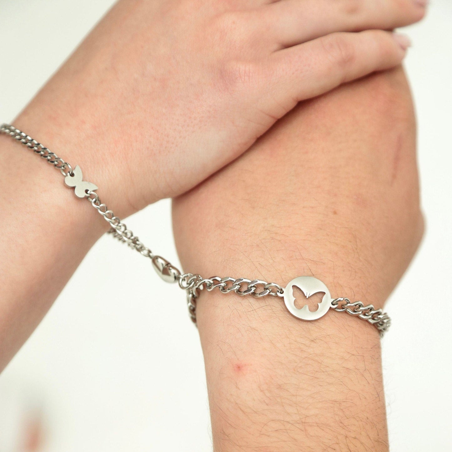 Magnetic Heart Couple Bracelets with Butterflies, Matching Bracelets, Gift for Lovers, Couples, Friend, Husband Wife, His and Hers Bracelets - LoveBrasleT - Couple Gift Store