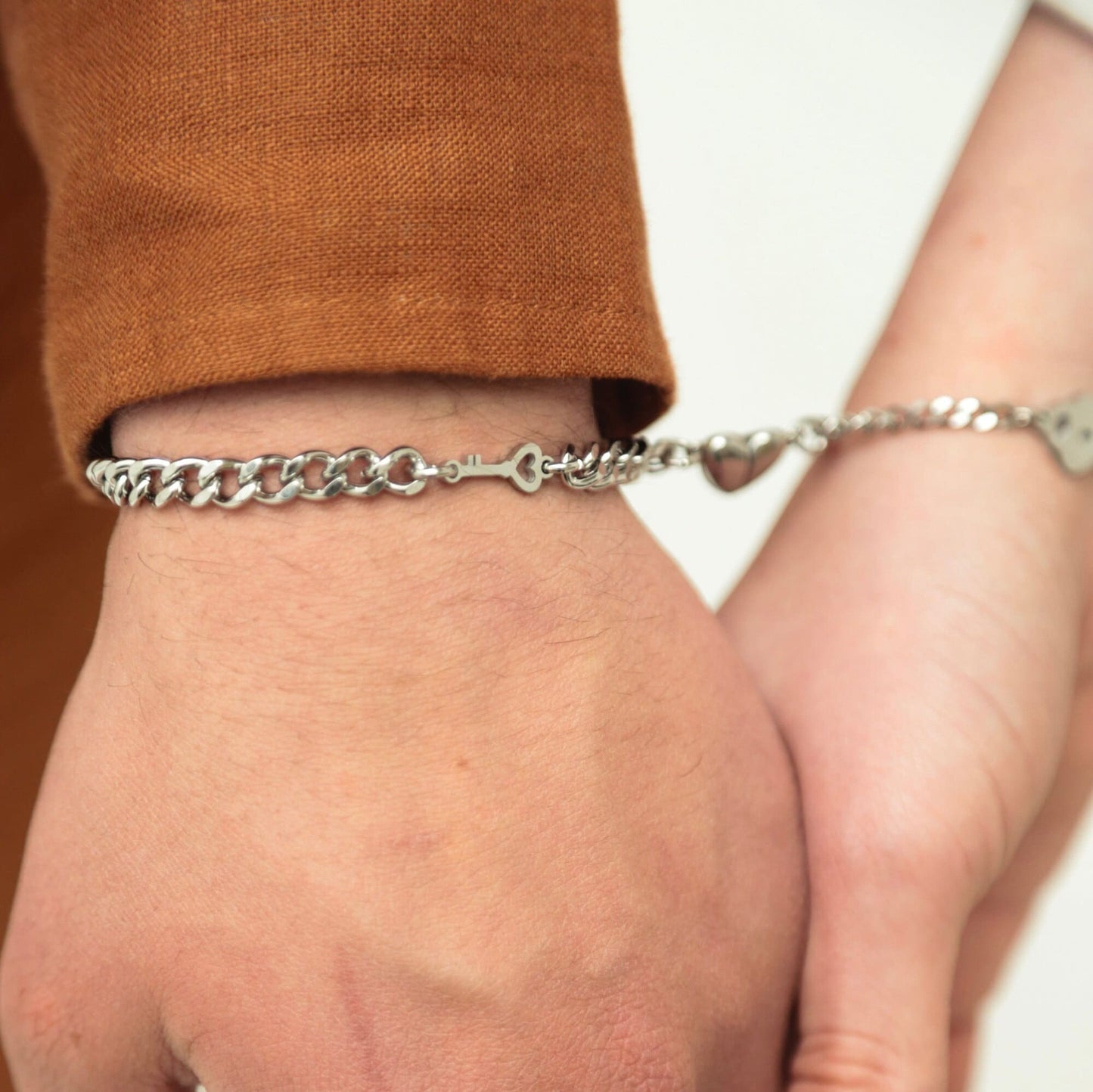 Magnetic Heart Couple Bracelets with Key and Lock (Stainless Steel), Gift for Lovers, Couples, Friend, Husband Wife, His and Hers Bracelets - LoveBrasleT - Couple Gift Store