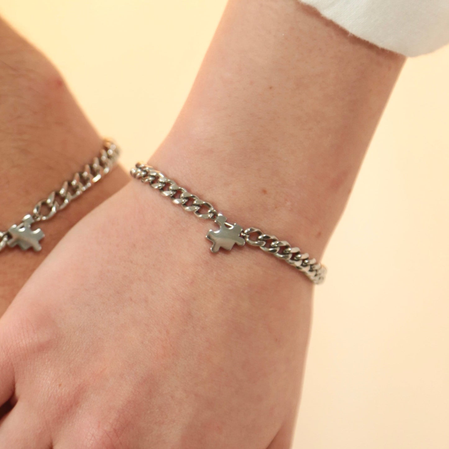 Matching Bracelets with Puzzle charms, Set of 2 Couple Custom Bracelets, Gift for Couples, Pair, Friend, Husband Wife, His & Hers Jewelry - LoveBrasleT - Couple Gift Store