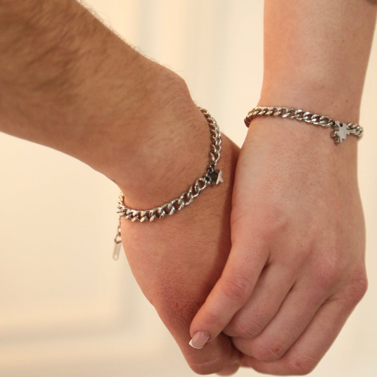Matching Bracelets with Puzzle charms, Set of 2 Couple Custom Bracelets, Gift for Couples, Pair, Friend, Husband Wife, His & Hers Jewelry - LoveBrasleT - Couple Gift Store