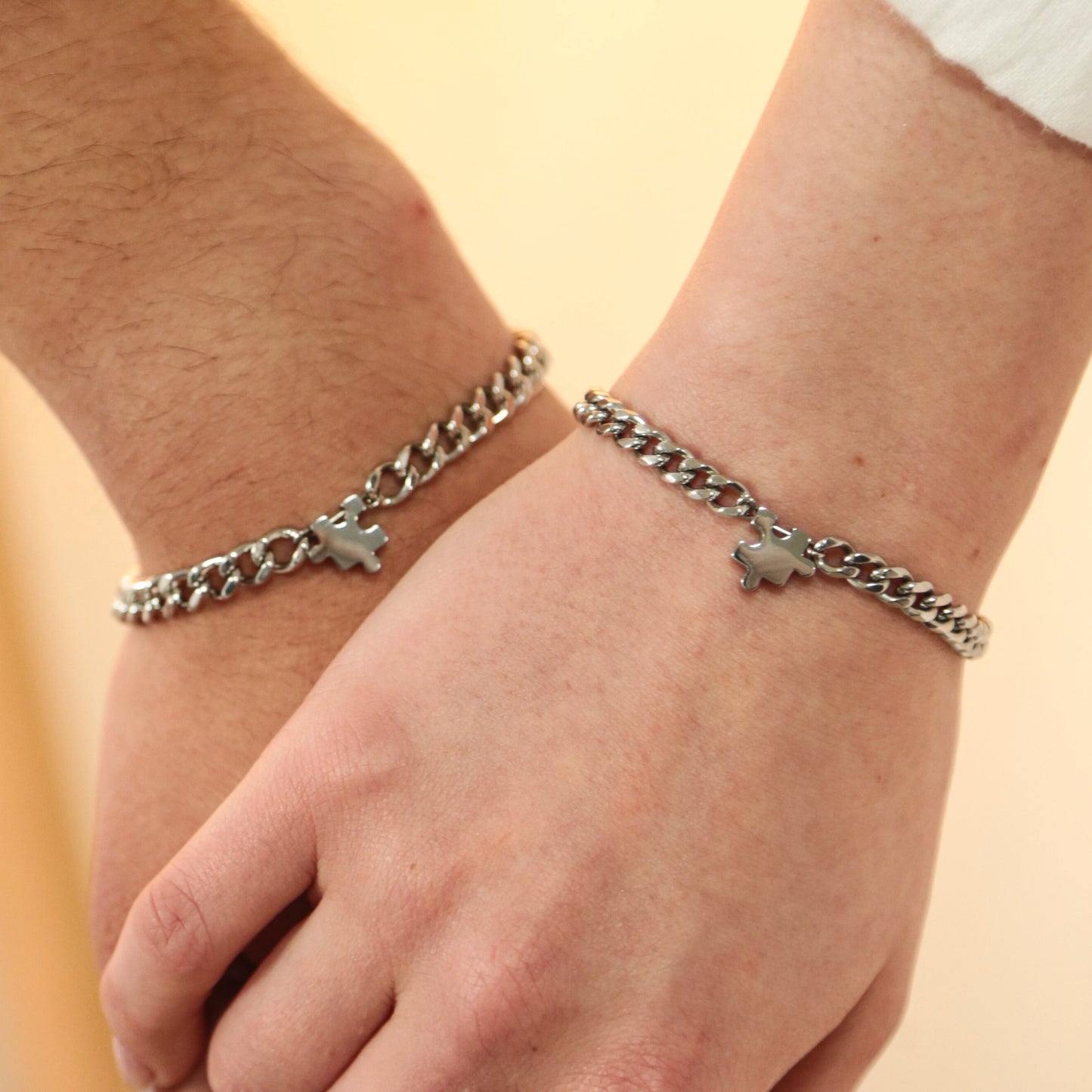 Matching Bracelets with Puzzle charms, Set of 2 Couple Custom Bracelets, Gift for Couples, Pair, Friend, Husband Wife, His & Hers Jewelry - LoveBrasleT – Matching Couples Gift Store