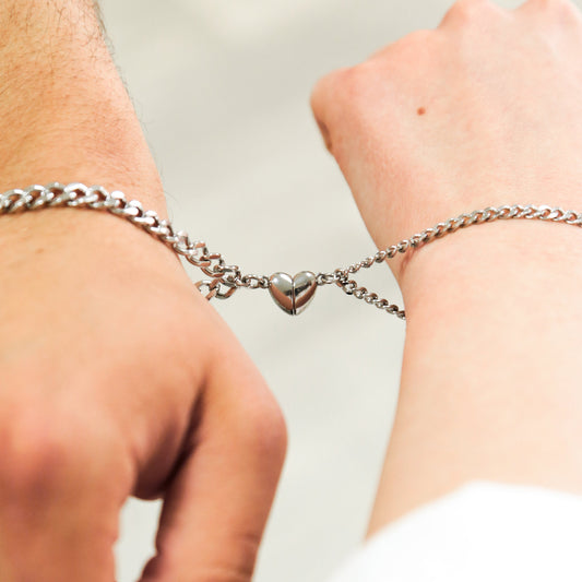 Matching Couples Bracelets with Heart, Relationship Gift For Boyfriend, Magnetic Bracelet Set Of 2, His and Hers Jewelry, Couple Gift - LoveBrasleT – Matching Couples Gift Store