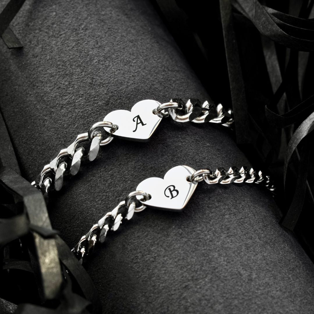 Personalized Couples Bracelets Engraved, Matching His and Hers Jewelry, Custom Initial or Date Bracelets, Gifts Couple, bracelet for him her - LoveBrasleT – Matching Couples Gift Store