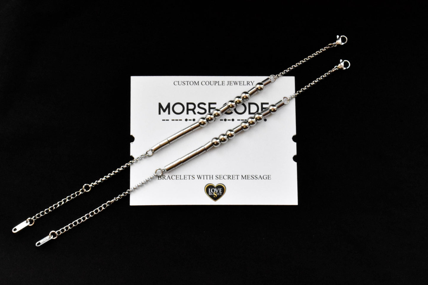 Personalized Morse Code Couple Bracelets, Custom Hidden Message Matching Bracelet, Secret Beaded Name, Gift for couples, friend, His & Her - LoveBrasleT - Couple Gift Store