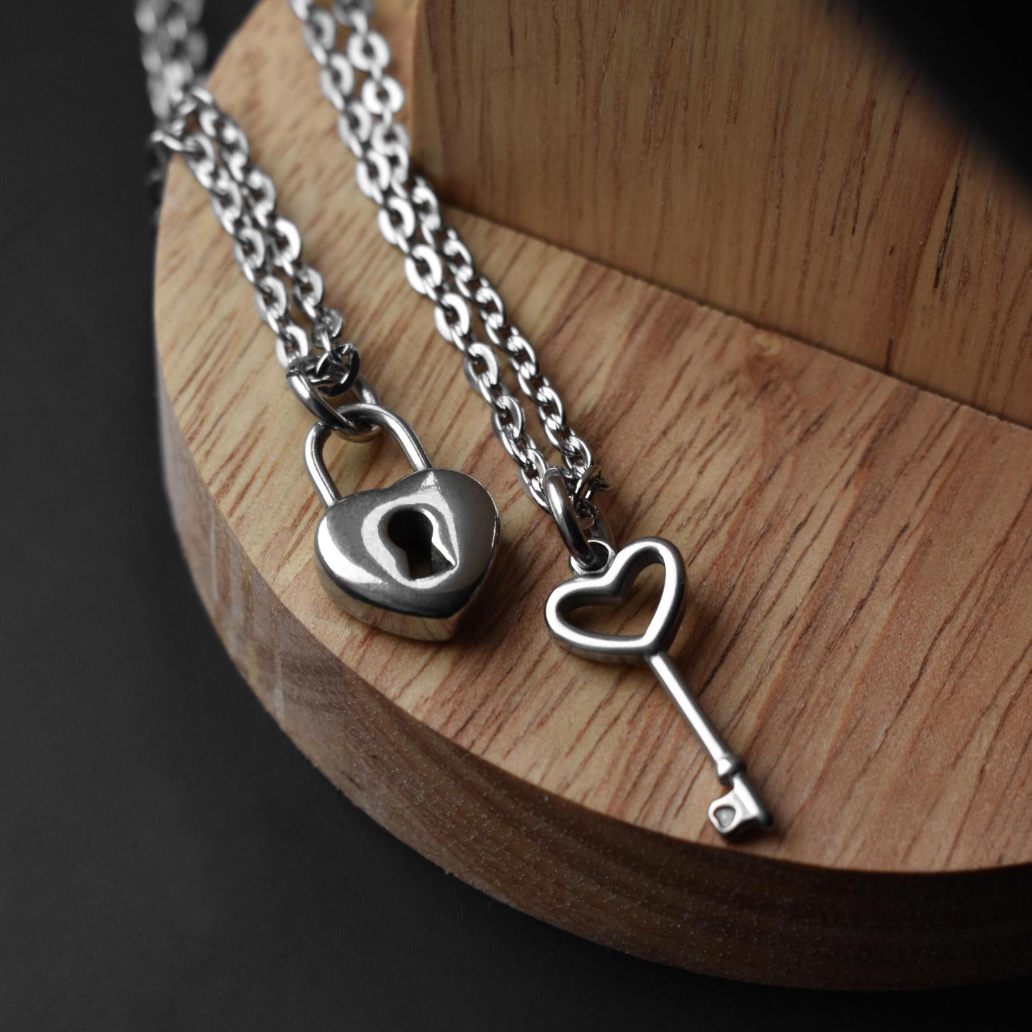 Set of 2 Key and Lock Couple Necklace, Gift for Couples, His and Hers Necklace, Silver Matching Necklace, Gift for Her/Him, Best Friend Love - LoveBrasleT - Couple Gift Store