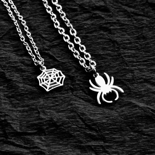 Spider Web Couple Necklace, Matching Pendant Spider's Web, Gift for Couples, Her, Him, His & Hers Necklace, Gift Halloween Handmade Jewelry - LoveBrasleT – Matching Couples Gift Store