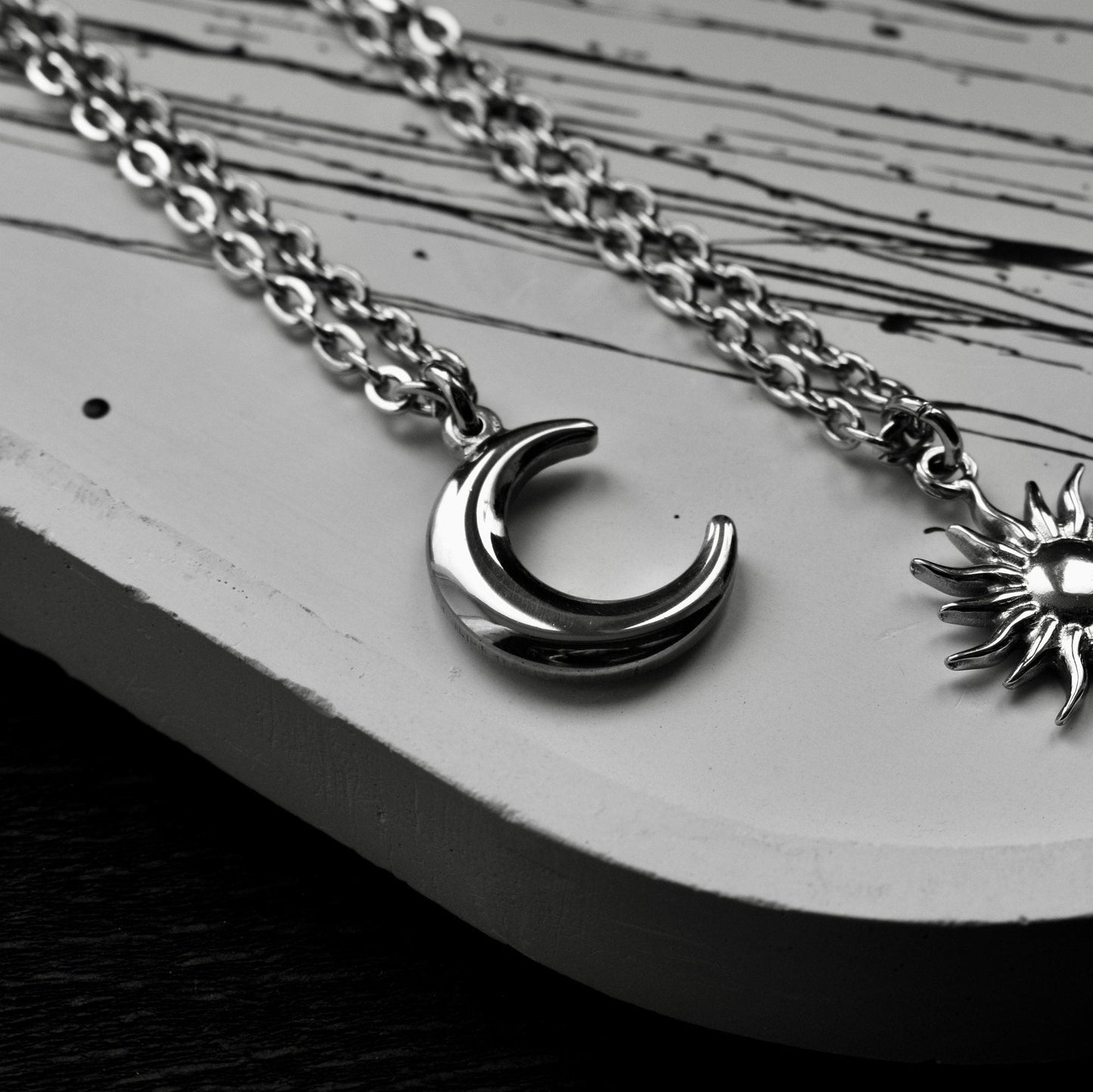 Sun and Moon Couple Necklace Set of 2 Couples Gift His and Her Necklace Silver Matching Couples Necklace Gifts for Her Him Best Friend Love - LoveBrasleT - Couple Gift Store