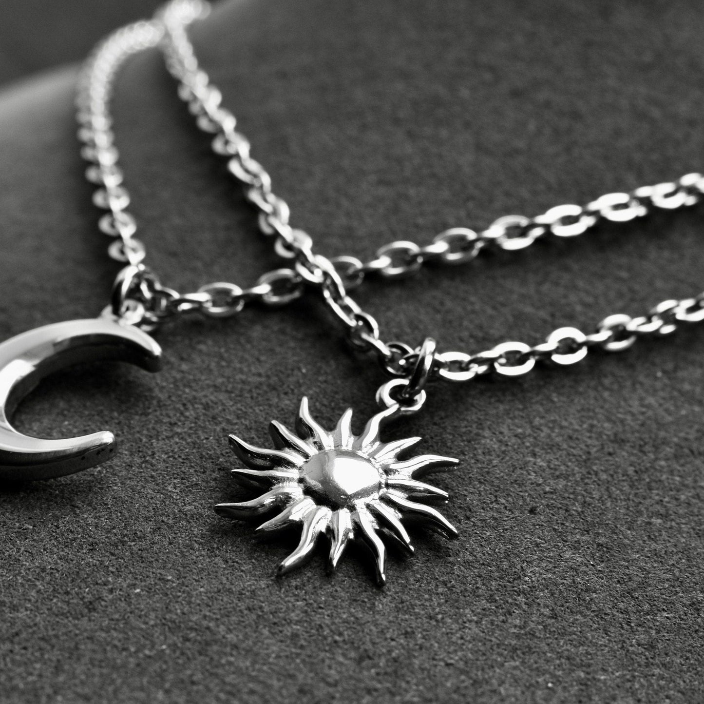 Sun and Moon Couple Necklace, Set of 2 His & Hers Necklaces, Silver and Gold Matching Necklace, Gifts for Her Him, Friendіship, Anniversary - LoveBrasleT - Couple Gift Store