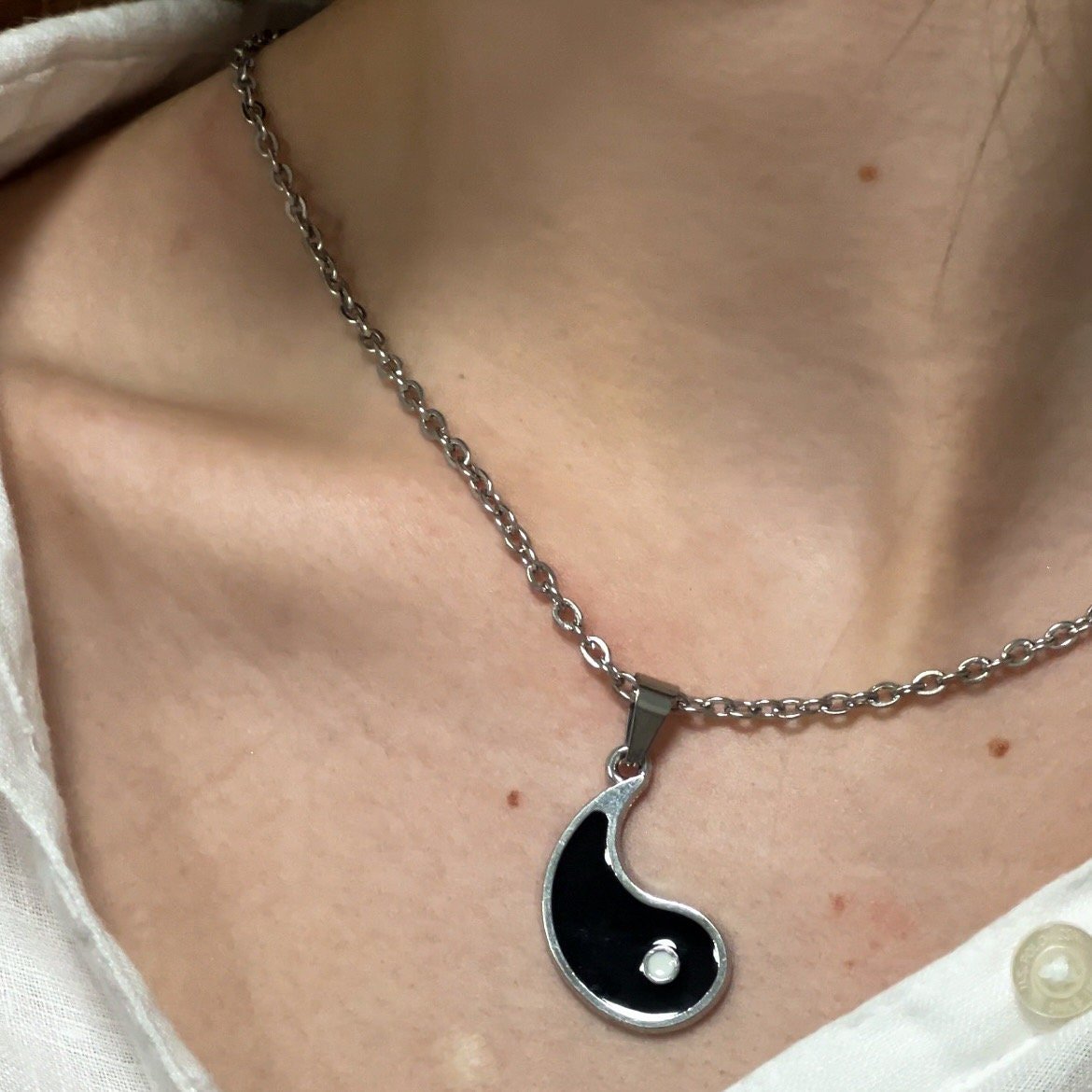 Yin - Yang Couple Necklace, Set of 2 Yin - Yang Pendant, Sun - Moon Matching Necklace, Gift for Couples, Her, Him, His and Hers Necklace, Handmade - LoveBrasleT - Couple Gift Store
