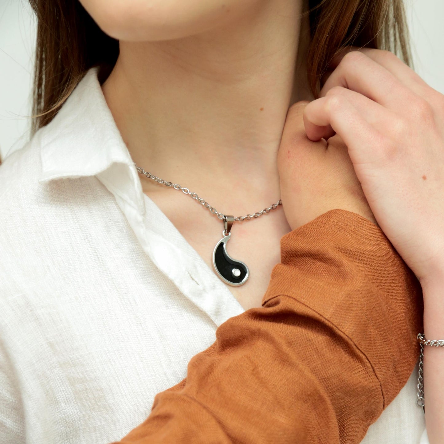 Yin - Yang Couple Necklace, Set of 2 Yin - Yang Pendant, Sun - Moon Matching Necklace, Gift for Couples, Her, Him, His and Hers Necklace, Handmade - LoveBrasleT - Couple Gift Store