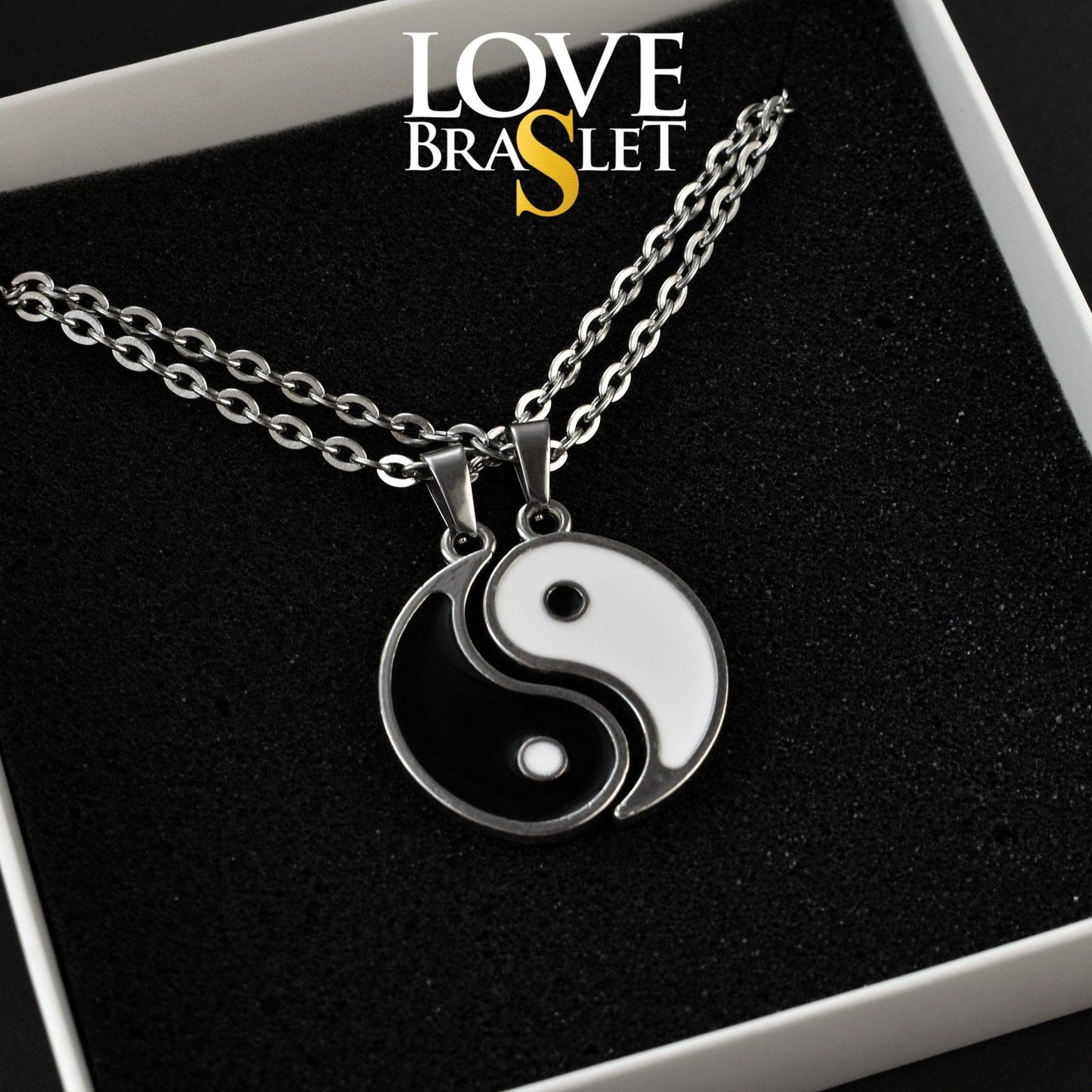 Yin - Yang Couple Necklace, Set of 2 Yin - Yang Pendant, Sun - Moon Matching Necklace, Gift for Couples, Her, Him, His and Hers Necklace, Handmade - LoveBrasleT - Couple Gift Store