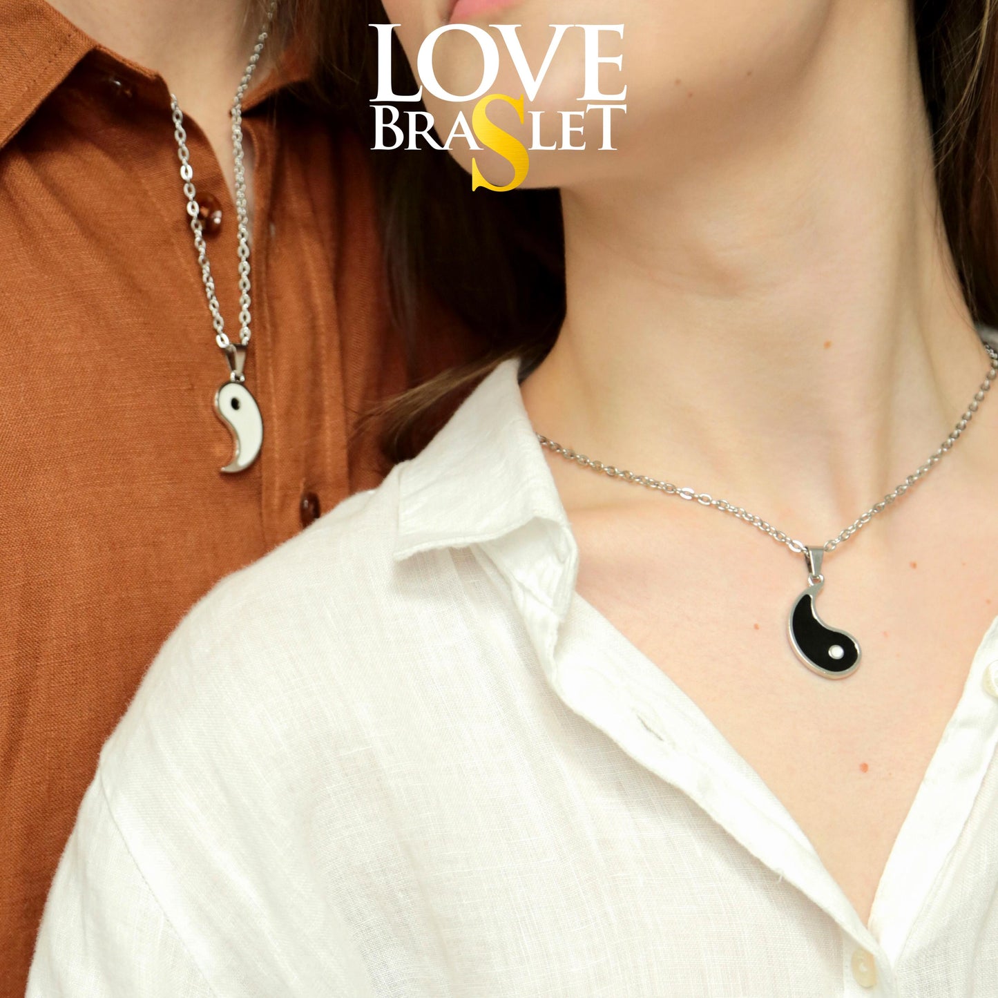 Yin - Yang Couple Necklace, Set of 2 Yin - Yang Pendant, Sun - Moon Matching Necklace, Gift for Couples, Her, Him, His and Hers Necklace, Handmade - LoveBrasleT - Couple Gift Store