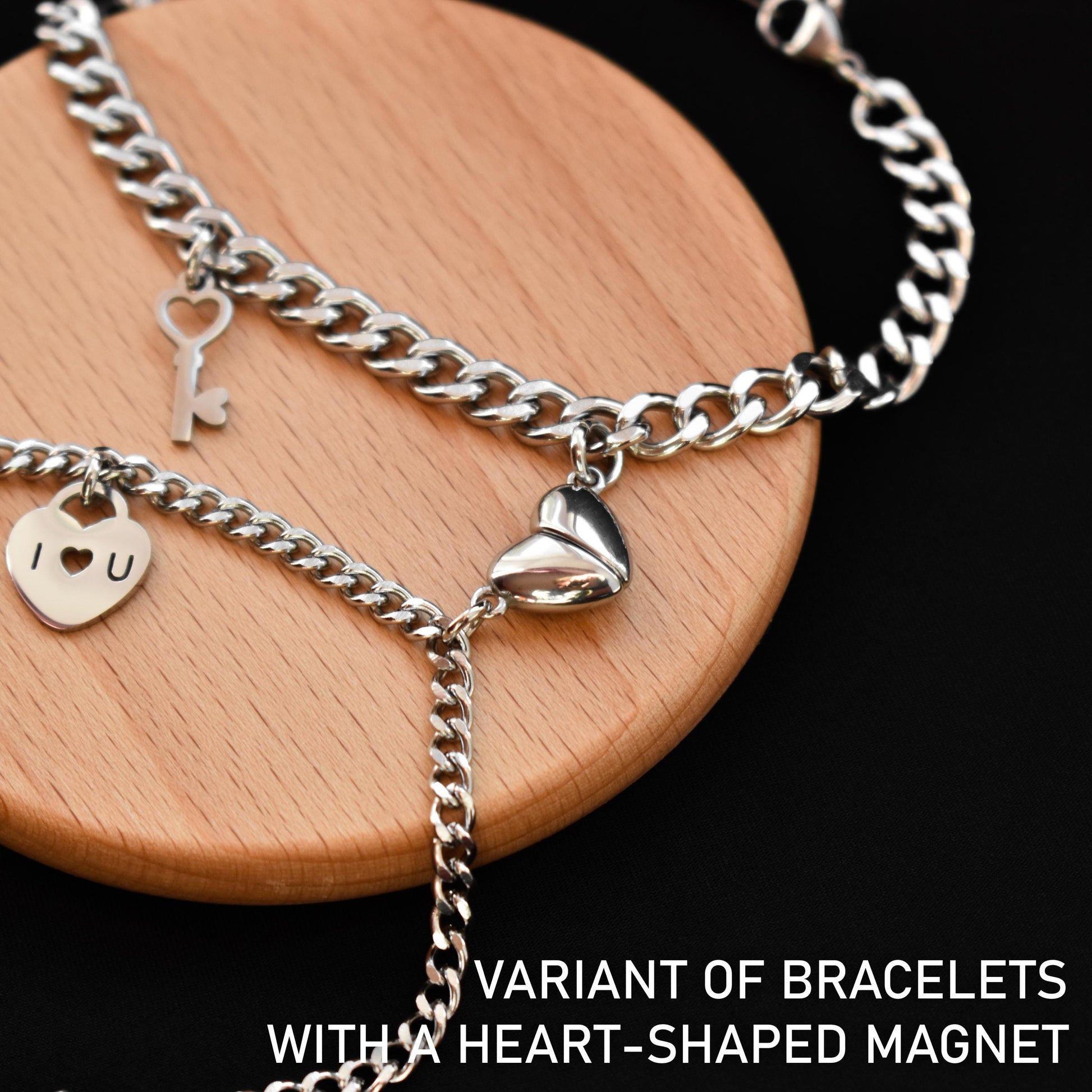 Charms Key & Lock Couples Bracelet and Magnetic Heart, Set Matching Bracelets, Gift Jewelry, Friendship, Husband Wife, His and Hers Bracelet - LoveBrasleT - Couple Gift Store