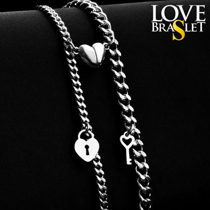 Couple Bracelets Key & Lock and Magnetic Heart | Matching Bracelets Set, Gift for Couples, Friendship, His and Hers Jewellry, long distance - LoveBrasleT - Couple Gift Store