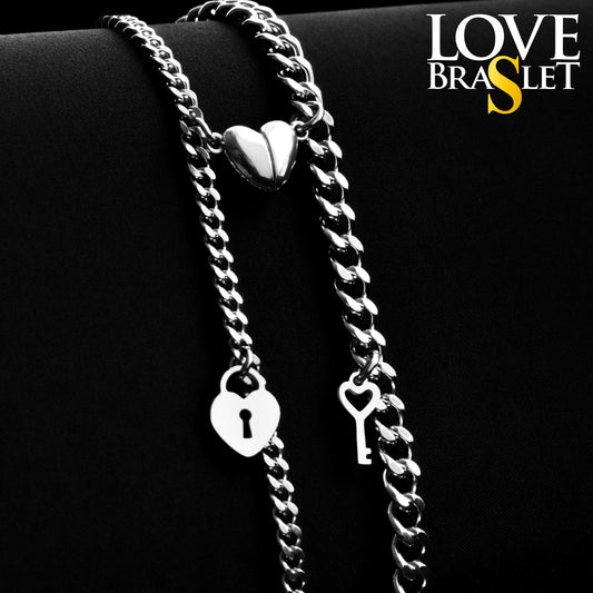 Couple Bracelets Key & Lock and Magnetic Heart | Matching Bracelets Set, Gift for Couples, Friendship, His and Hers Jewellry, long distance - LoveBrasleT - Couple Gift Store