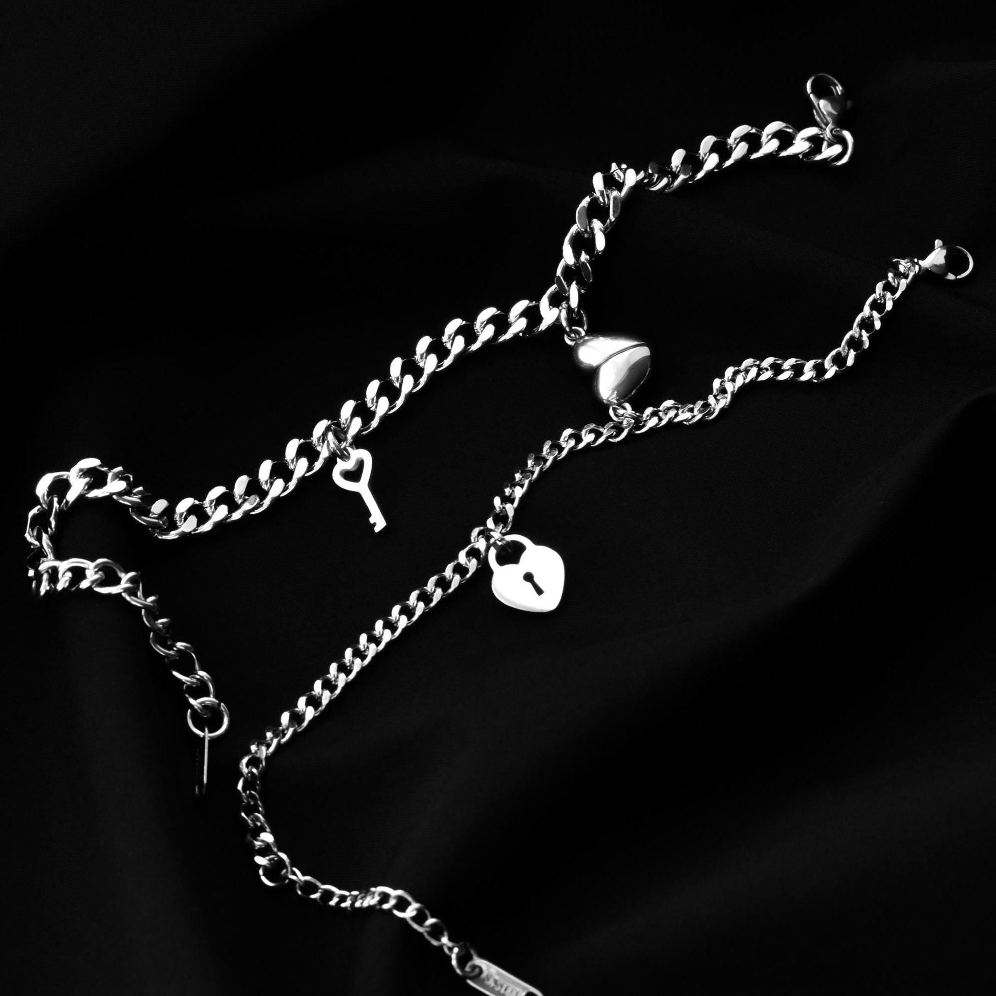 Couple Bracelets Key & Lock and Magnetic Heart | Matching Bracelets Set, Gift for Couples, Friendship, His and Hers Jewellry, long distance - LoveBrasleT - Couple Gift Store