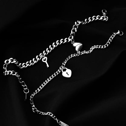 Couple Bracelets Key & Lock and Magnetic Heart | Matching Bracelets Set, Gift for Couples, Friendship, His and Hers Jewellry, long distance - LoveBrasleT - Couple Gift Store