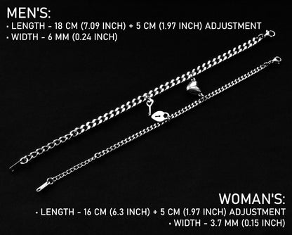 Couple Bracelets Key & Lock and Magnetic Heart | Matching Bracelets Set, Gift for Couples, Friendship, His and Hers Jewellry, long distance - LoveBrasleT - Couple Gift Store