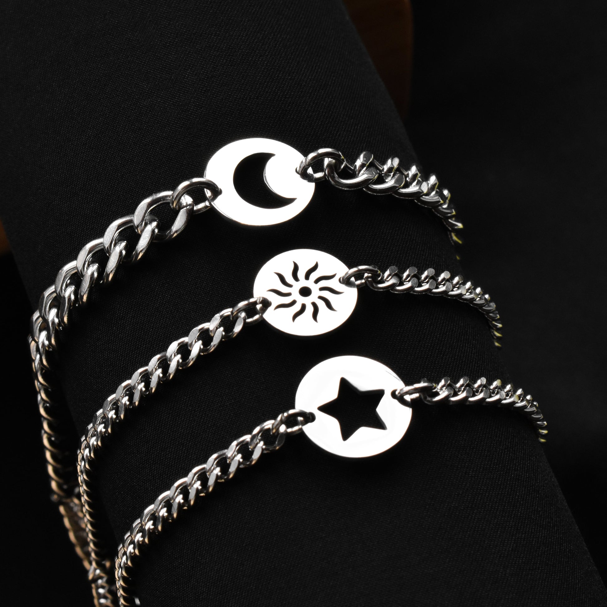 Couple Bracelets Moon, Sun, Star and Magnetic Heart Matching