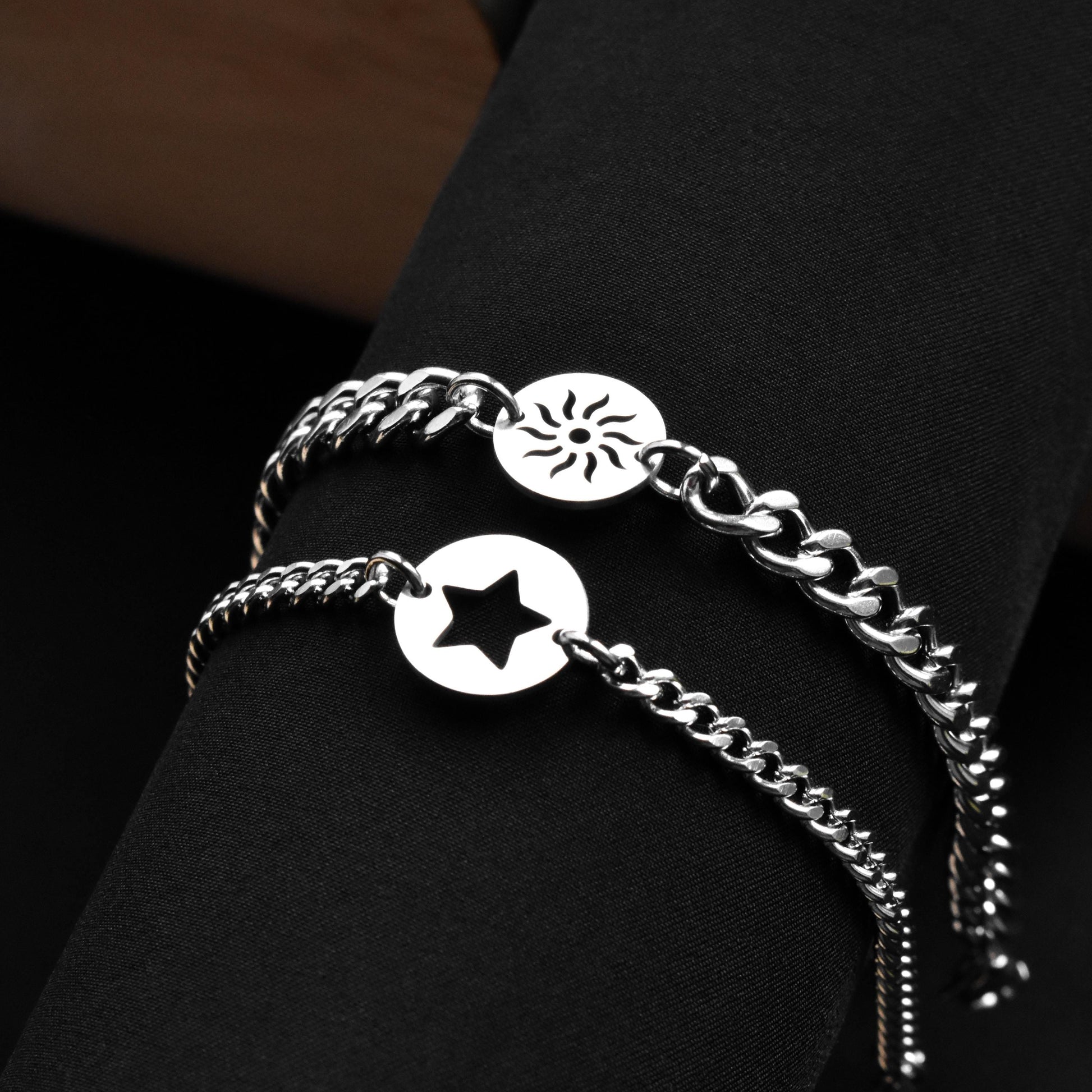 Couple Bracelets Moon, Sun, Star and Magnetic Heart | Matching Bracelets Set, Gift for Couples, Friendship, His and Hers Handmade Jewellry - LoveBrasleT - Couple Gift Store