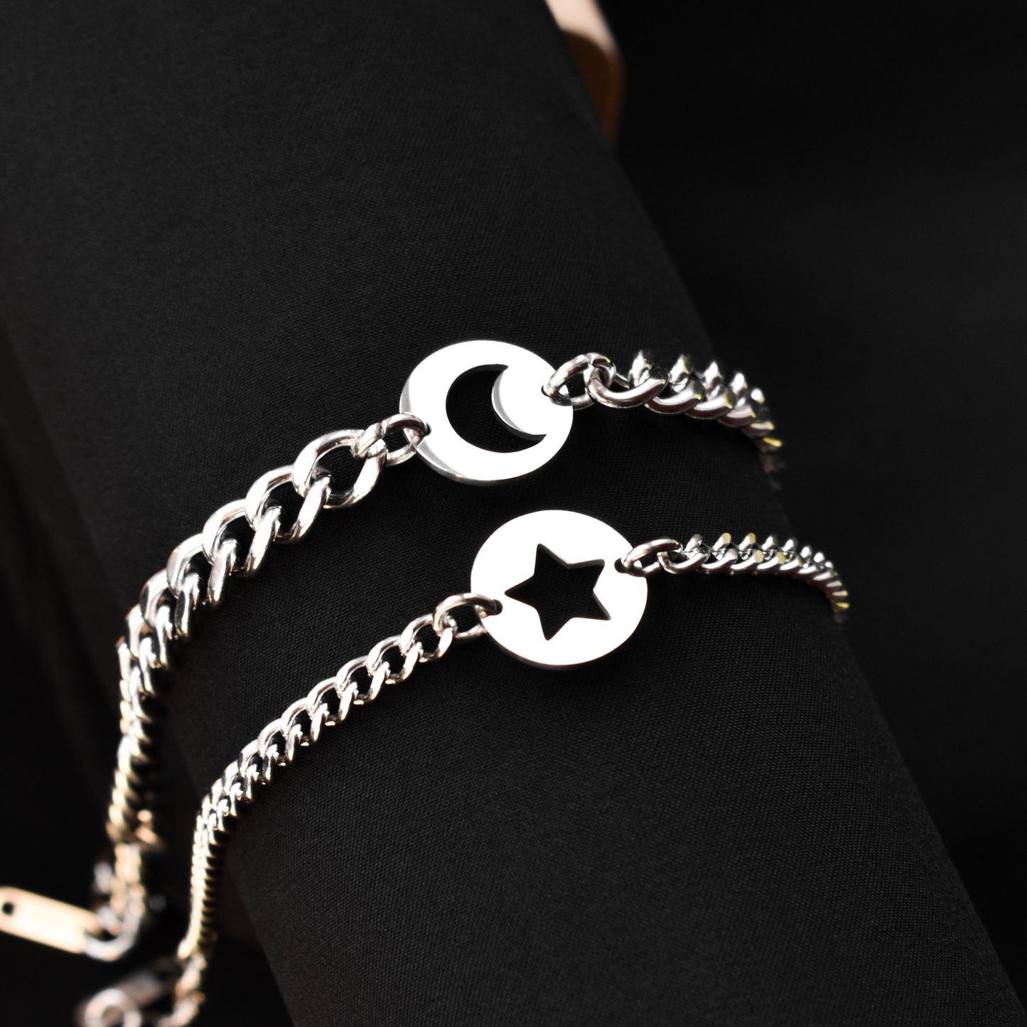 Couple Bracelets Moon, Sun, Star and Magnetic Heart | Matching Bracelets Set, Gift for Couples, Friendship, His and Hers Handmade Jewellry - LoveBrasleT - Couple Gift Store