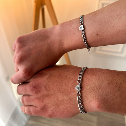 Couple Bracelets with engraved Hearts "I love you", Matching Jewelry, Gift for Lovers, Friendship, Husband Wife, His and Hers Bracelets - LoveBrasleT - Couple Gift Store
