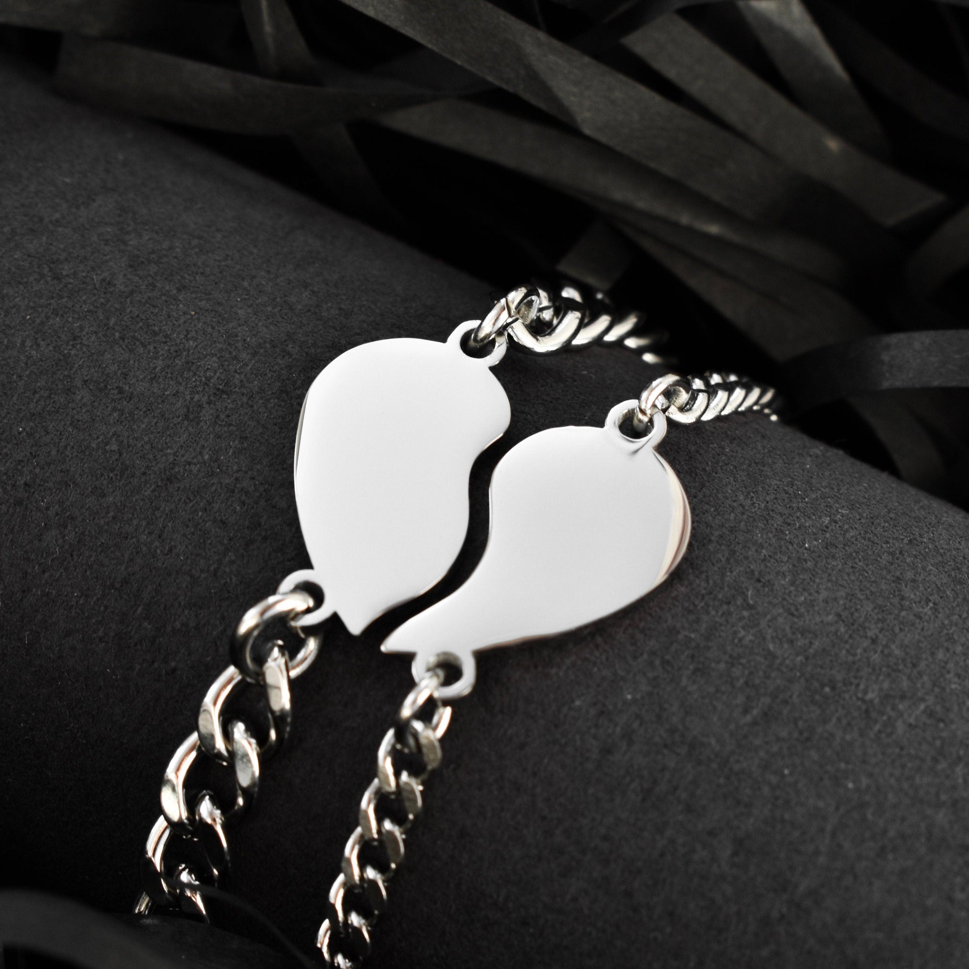 Couple Bracelets with Half Hearts, Gift for Couples, Gift for Her, Gift for Him, His and Hers bracelet, Set of 2 Handmade matching Bracelets - LoveBrasleT - Couple Gift Store