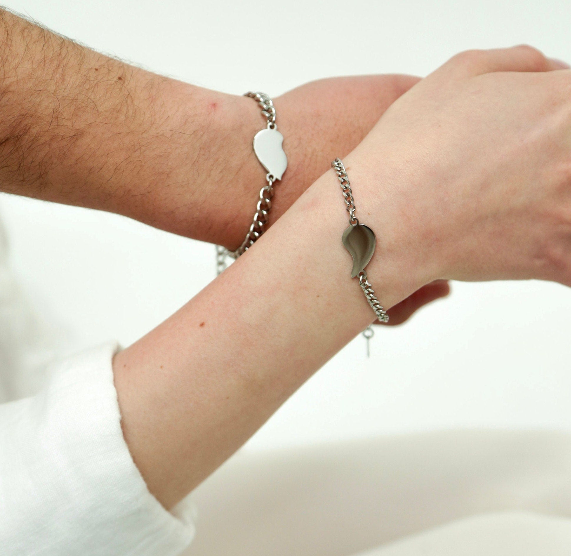 Couple Bracelets with Half Hearts, Gift for Couples, Gift for Her, Gift for Him, His and Hers bracelet, Set of 2 Handmade matching Bracelets - LoveBrasleT - Couple Gift Store