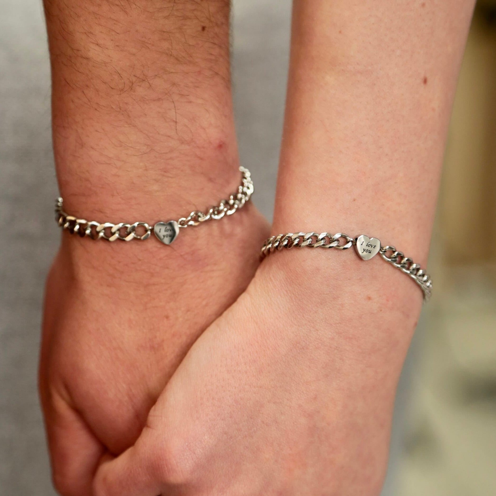Couple Bracelets with Hearts "I love you" | Handmade Matching Engraved Bracelet, His & Hers Jewelry, Anniversary Gift for Him and for Her - LoveBrasleT - Couple Gift Store
