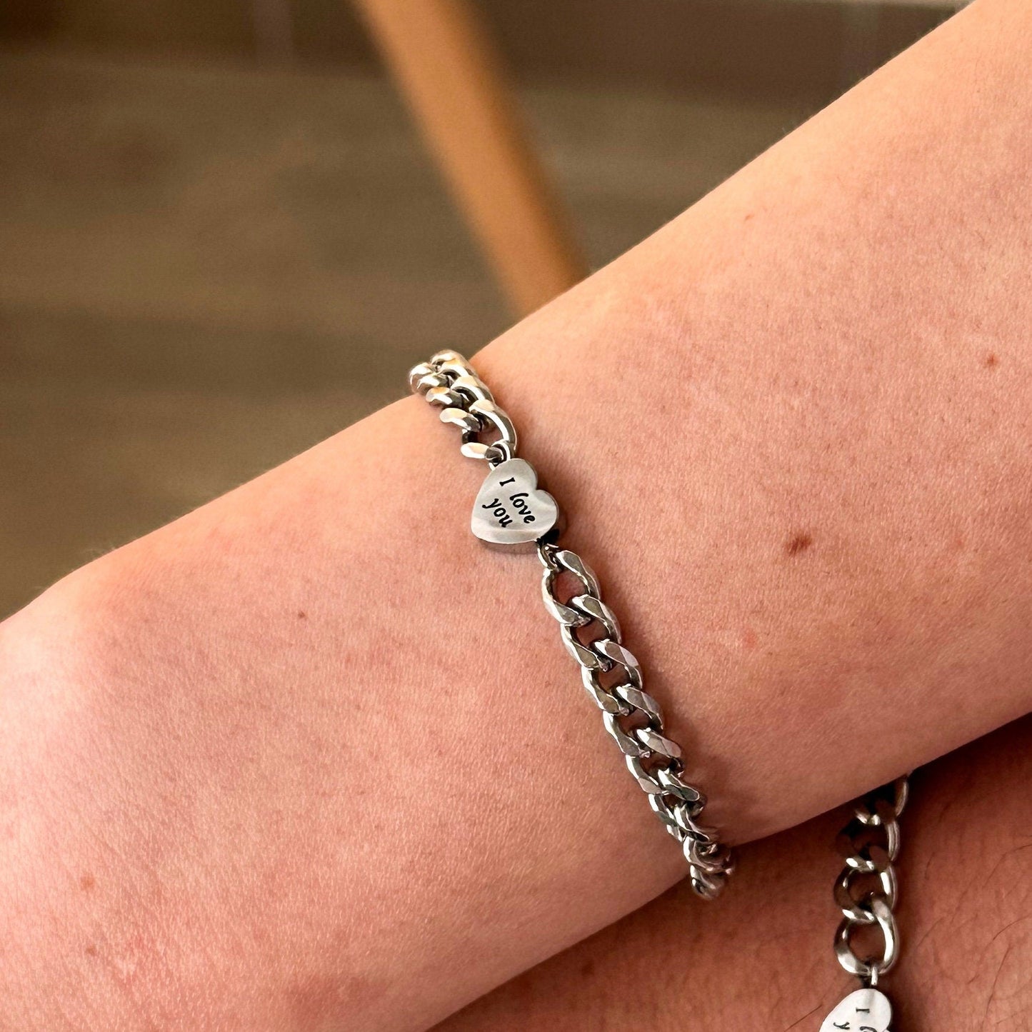 Couple Bracelets with Hearts "I love you" | Handmade Matching Engraved Bracelet, His & Hers Jewelry, Anniversary Gift for Him and for Her - LoveBrasleT - Couple Gift Store