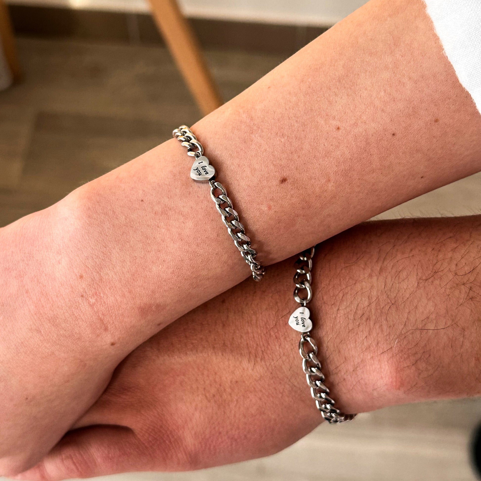 Couple Bracelets with Hearts "I love you" | Handmade Matching Engraved Bracelet, His & Hers Jewelry, Anniversary Gift for Him and for Her - LoveBrasleT – Matching Couples Gift Store