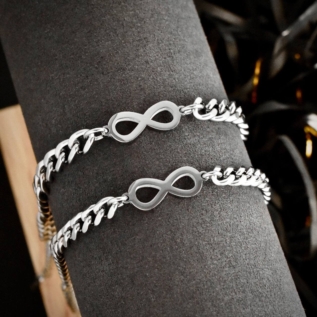 Couple Bracelets with Infinity Symbol, Set of 2 Couple Custom Bracelets, His and Her Bracelets, Matching Handmade Jewelry, Gift For Husband - LoveBrasleT - Couple Gift Store